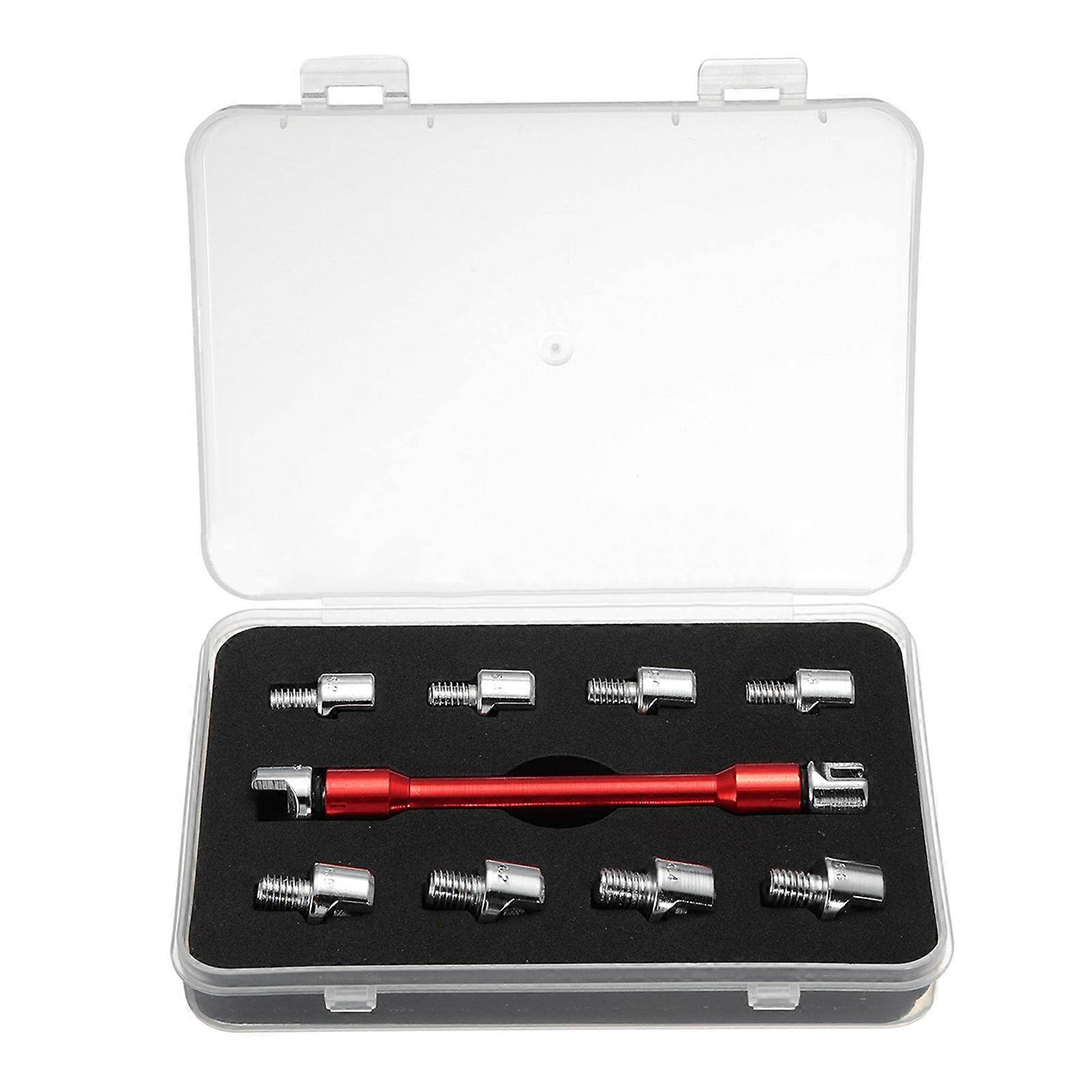 Spoke Spanner Wrench, 10 in 1 Motorcycle Dirt Bikes Wheel Rim Tool for Adjust Rim Tension-(5.0-6.8mm) with Carry Case  Red