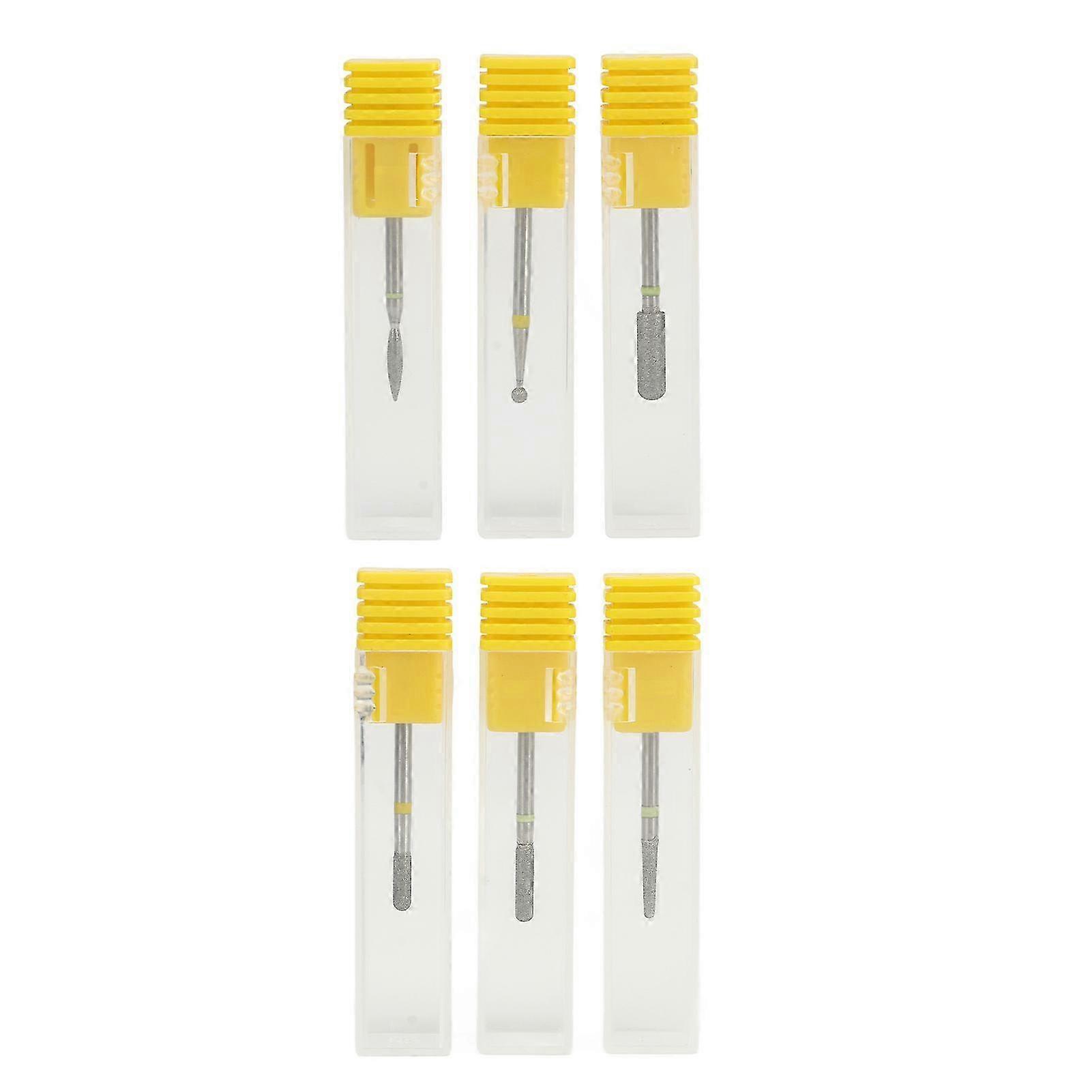 6pcs Nail Drill Bits Emery Less Dust Right Left Rotatable Grinding Polishing Cuticle Remover Bits