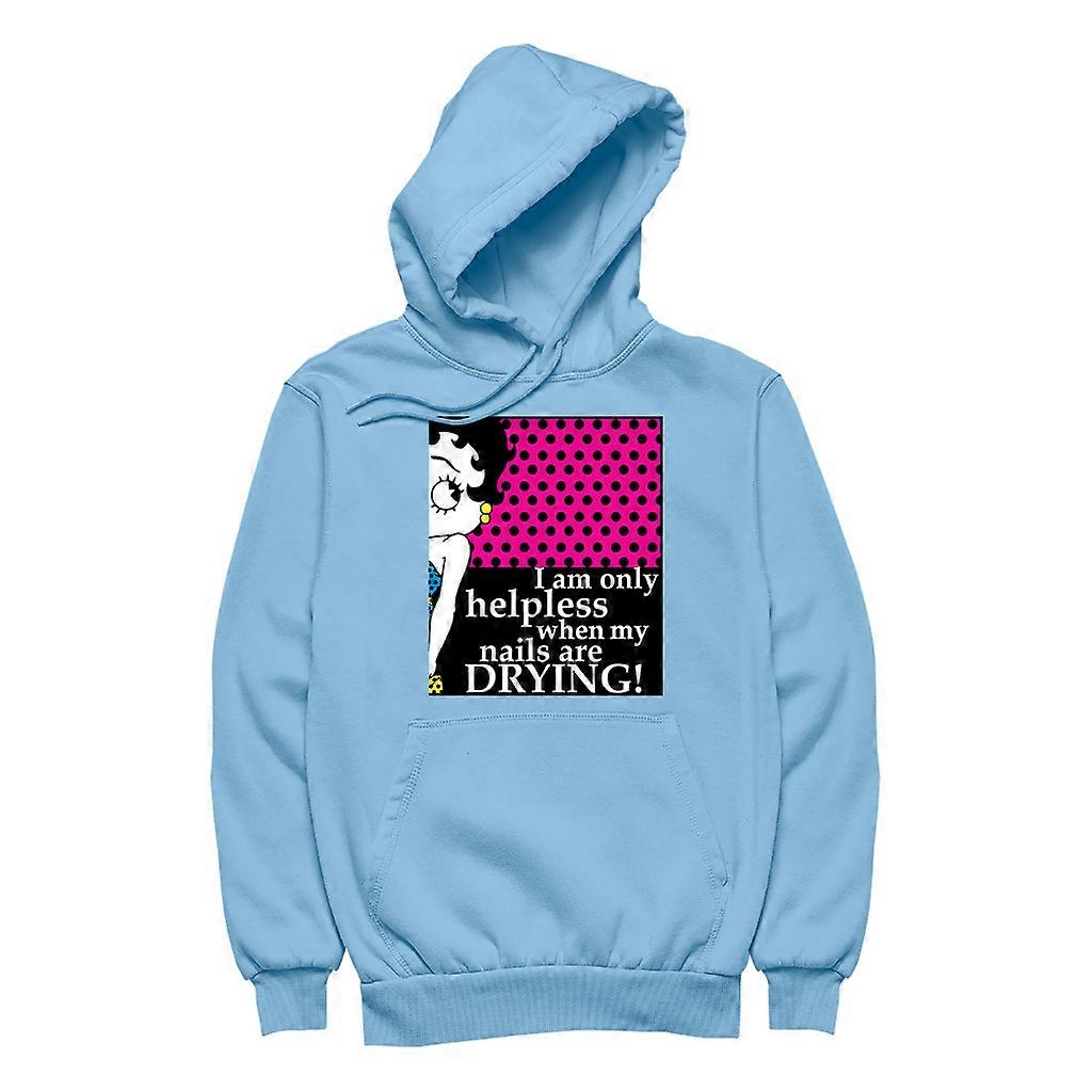 Betty Boop I Am Only Helpless When My Nails Are Drying Women's Hooded Sweatshirt