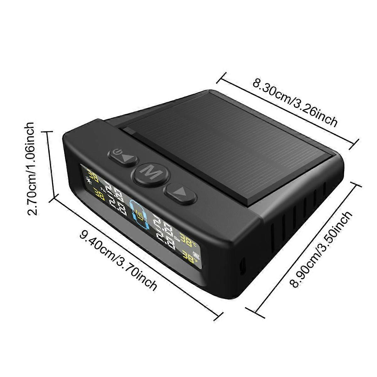 Temperature Warning Fuel Save Tire Pressure Monitoring System Solar TPMS 4 External Sensors Car Tyre