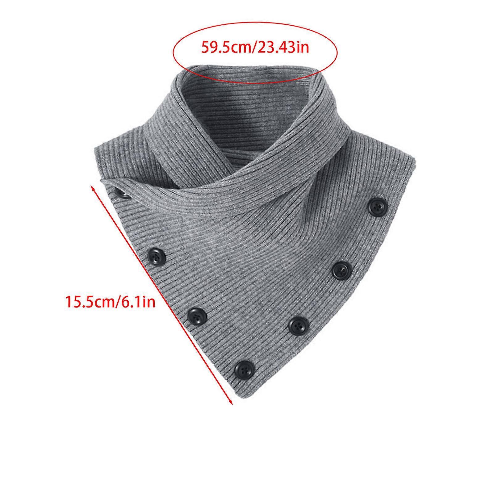 Women Winter Knitted Turtleneck False Fake Collar Buttons Solid Color Short for Triangle Scarf Wrap Windproof Stretchy Neck Warmer for Infinity