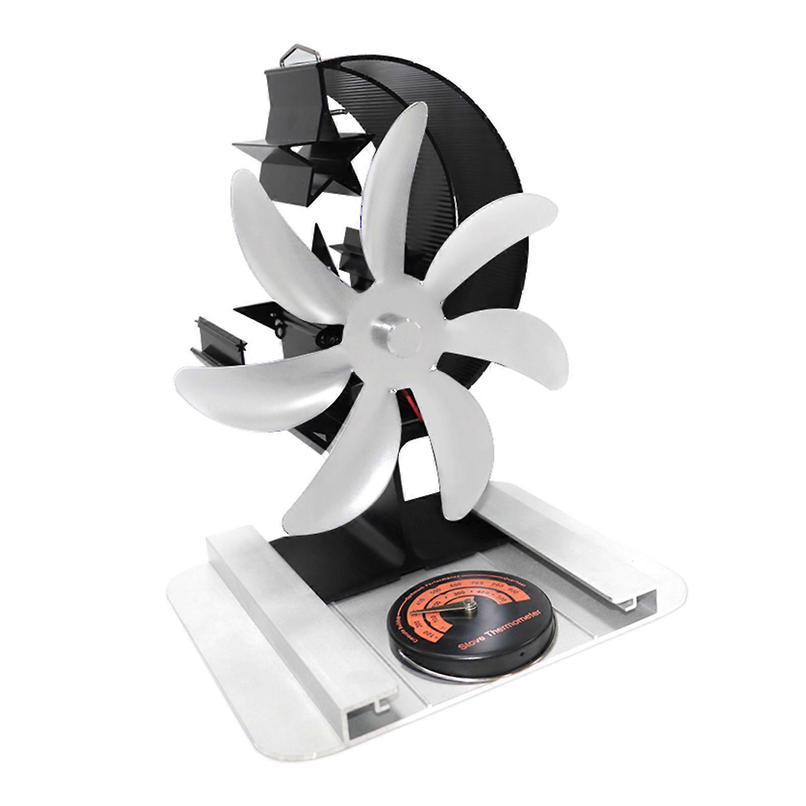 Heat Powered Stove Fan Fireplace Fan Silent Operation Circulating Warm Air Saving Efficiently for Fireplace 7 Blade  Silver