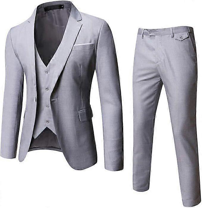 Stylish Mens 3Pcs Long Sleeve Coat Pant Vest Set