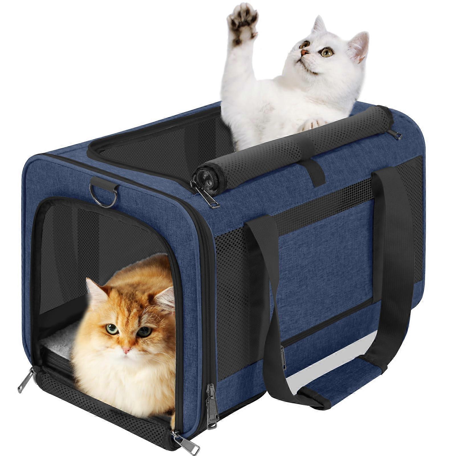 Dog Carrier Soft-Sided for Cats and Puppies, Large 20-25 Pounds, Navy Travel Bag with Top Open Design, Pet Crate 15 Pound