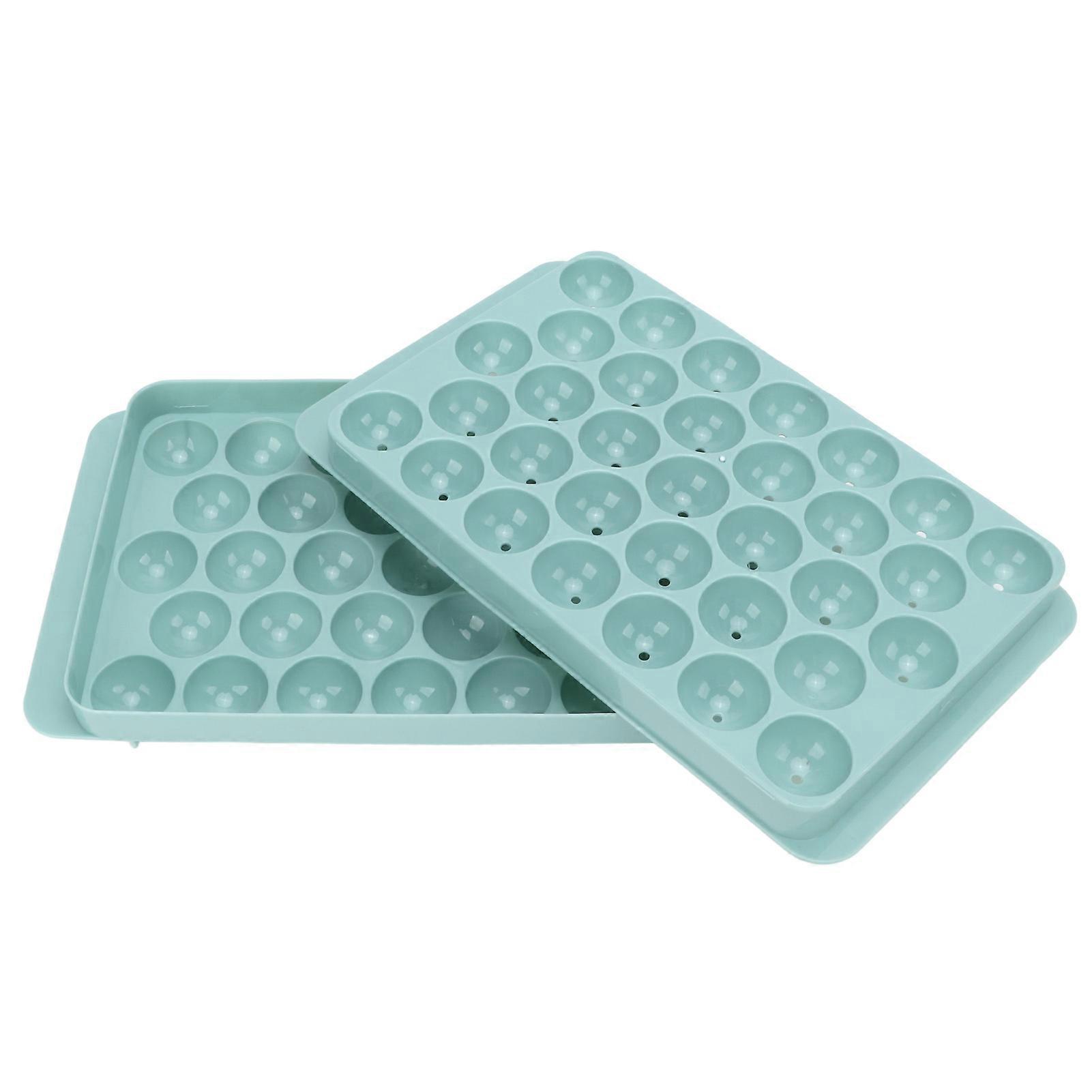 Ice Cube Tray Round 33 Grids Ice Cube Mold with Lid Food Grade PP Ice Ball Maker Mold for Office Refrigerator Blue