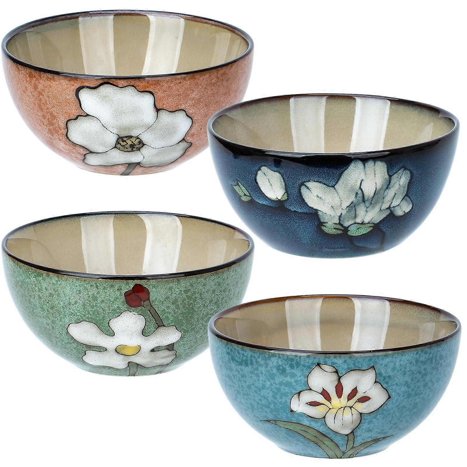 Large Ceramic Bowls Set of 4, 28oz Microwave Safe Soup and Cereal Bowls, Multi-Color for Salad, Ramen, and Rice
