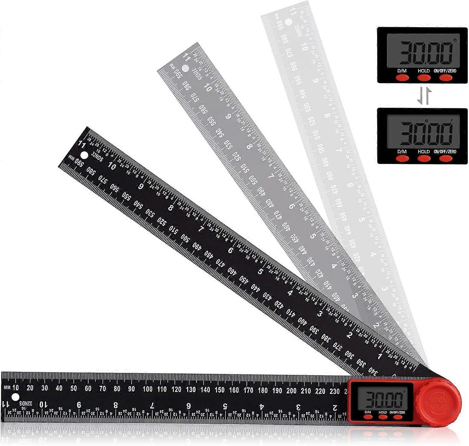 300mm Digital Angle Protractor Ruler, 2 in 1 Digital Protractor with LCD Display and Lock Function for Woodworking, Home, Crafts
