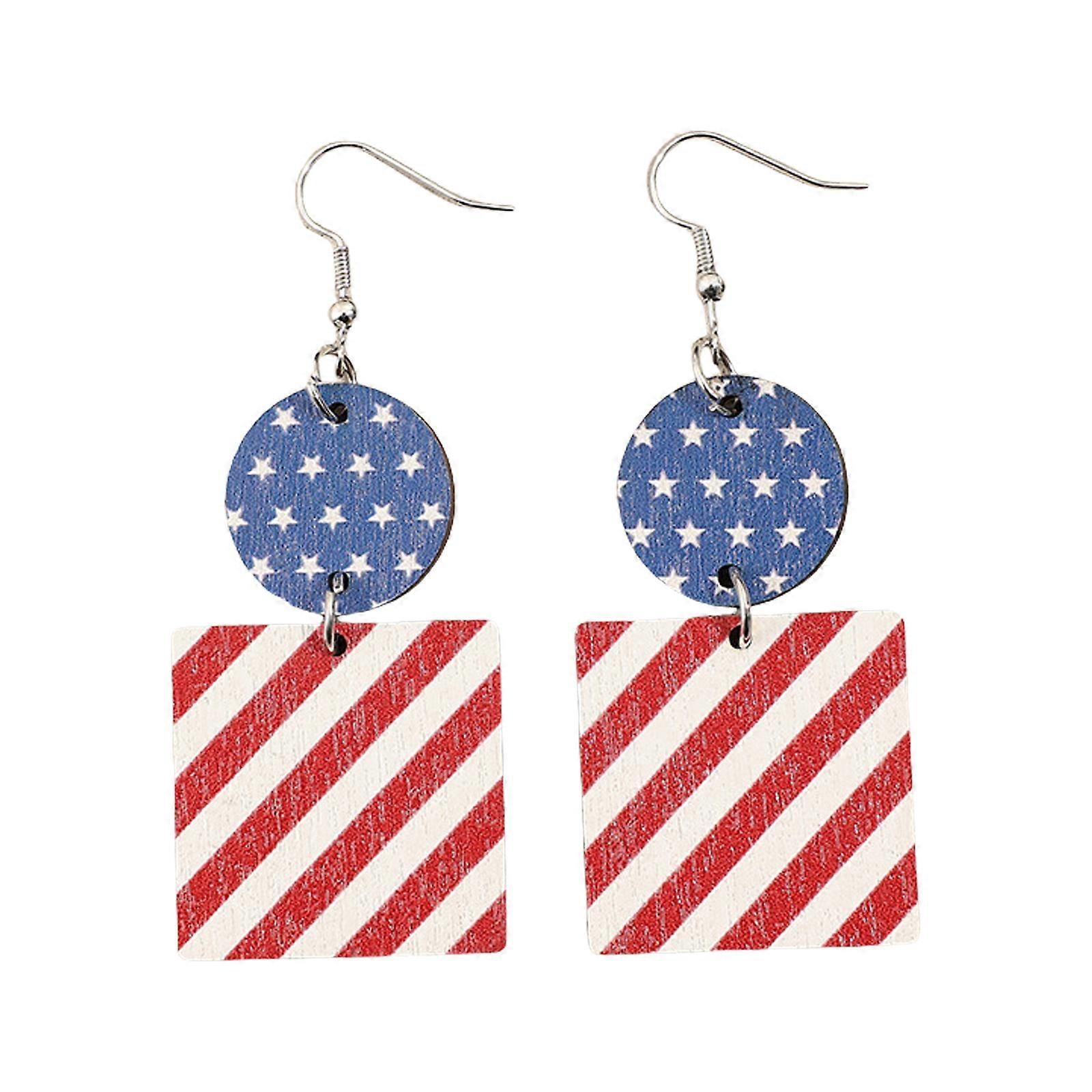 Retro Inspire Portable Earrings with Unique Multiple Layer Print and Flag Sequins Decoratiion for Festive Occasions