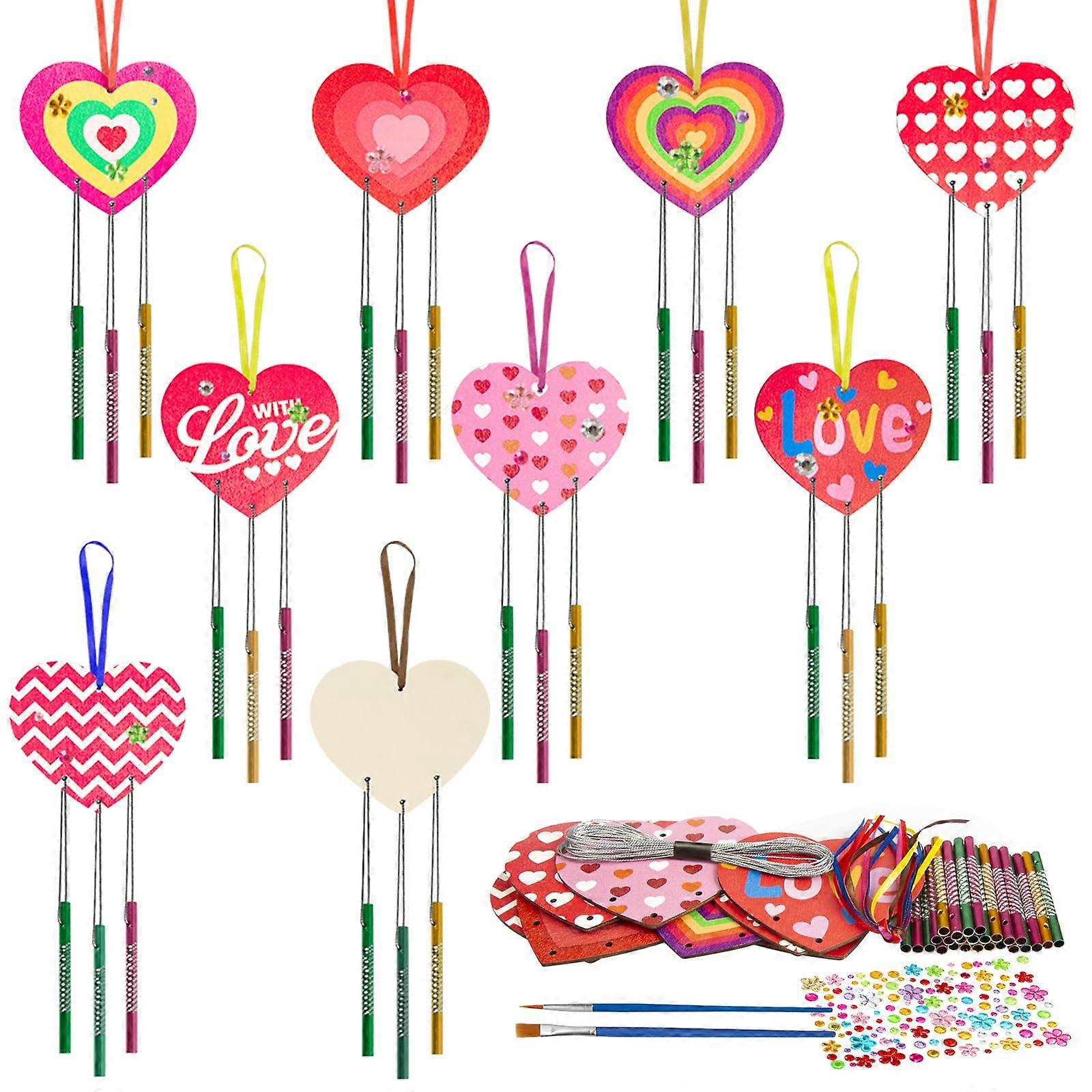 9 Pack Heart Wind Chime Kit Make You Own Love Wind Chimes DIY