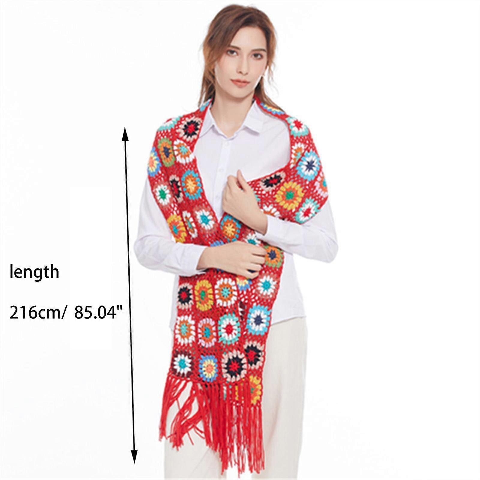 for Creative Scarfs Knitted Women Tassel Wraps Crochet Flower