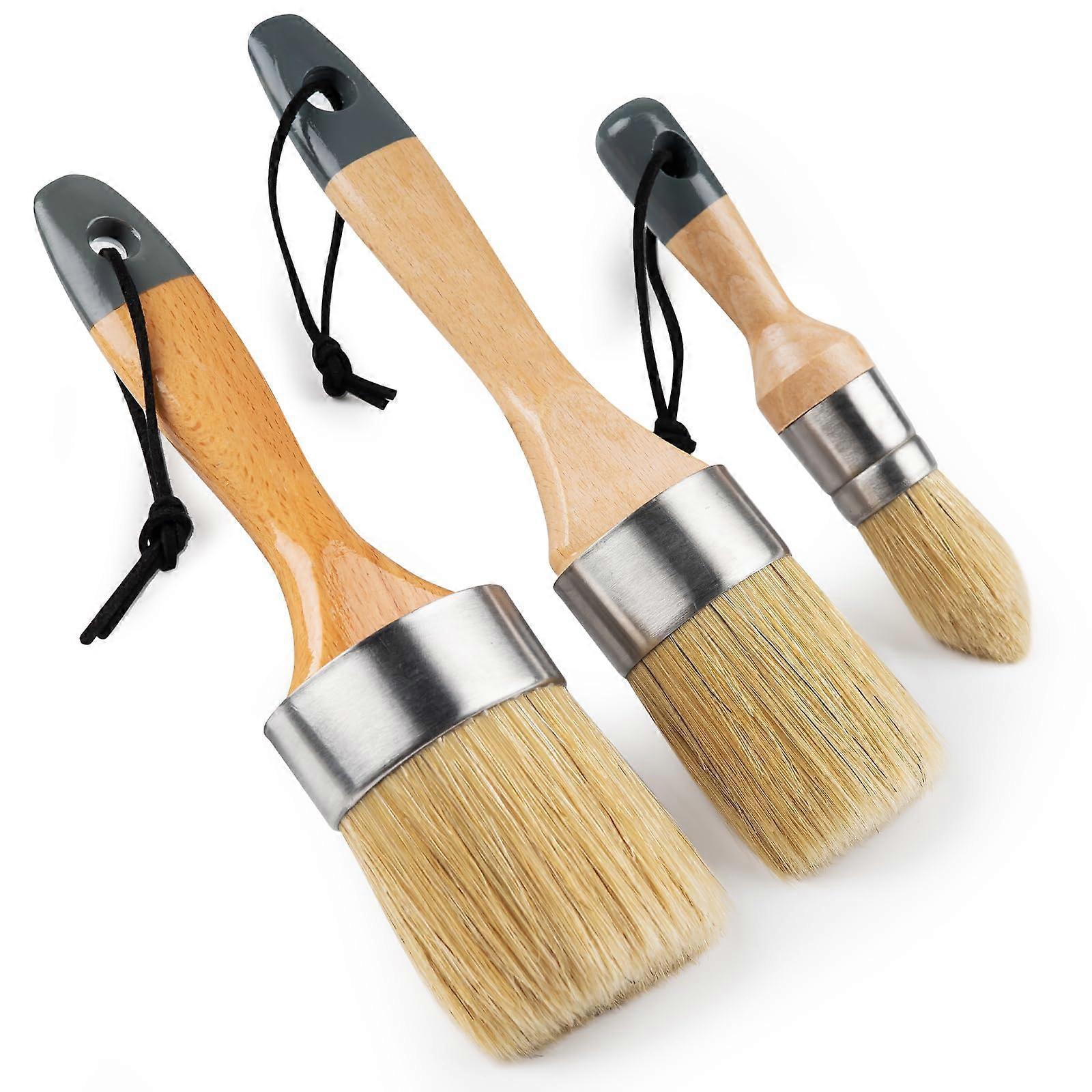Chalk Paint Brush, Wax Paint Brush Set 3 Pack, Round Paint Brushes Use with All Paints