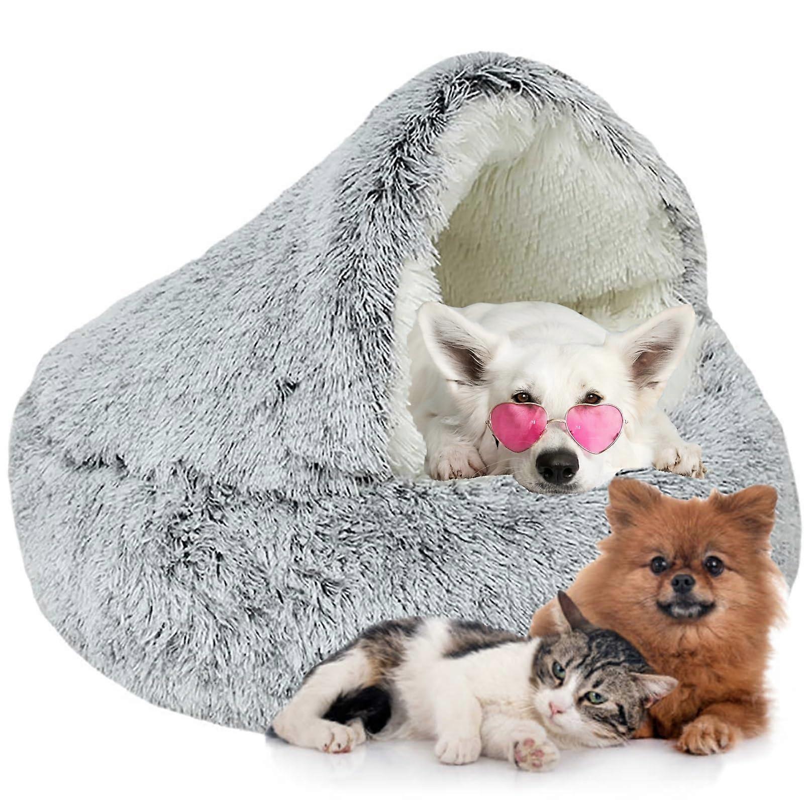 Closed Casual Dog Bed and Cat Bed, Anti-Anxiety Round Plugging Pet Bed, Available in Small Medium Large Sizes