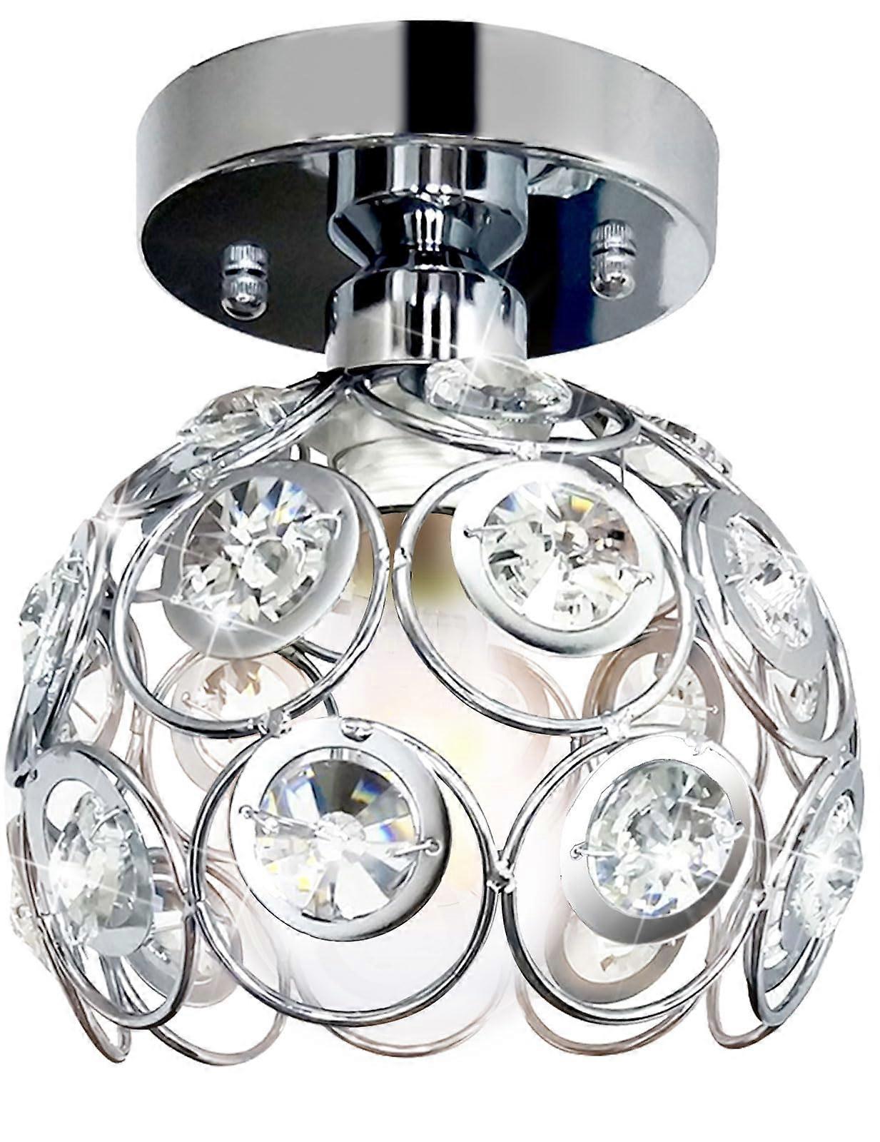 Modern Semi Flush Mount Ceiling Light Fixture, Mini Crystal Chandelier Ceiling Lamp