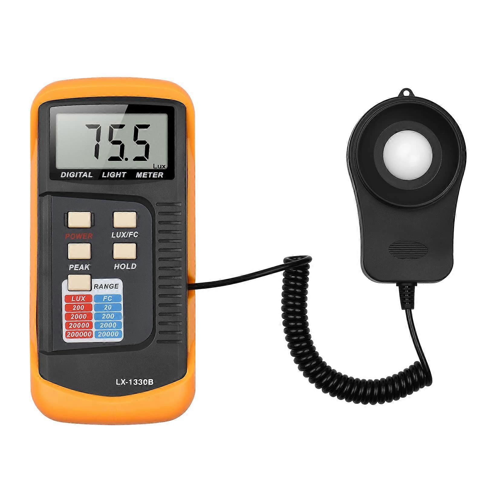 LCD Display Light Meter Handheld Illuminance Meter ABS Wide Range Meter for Industrial Use, Without Battery