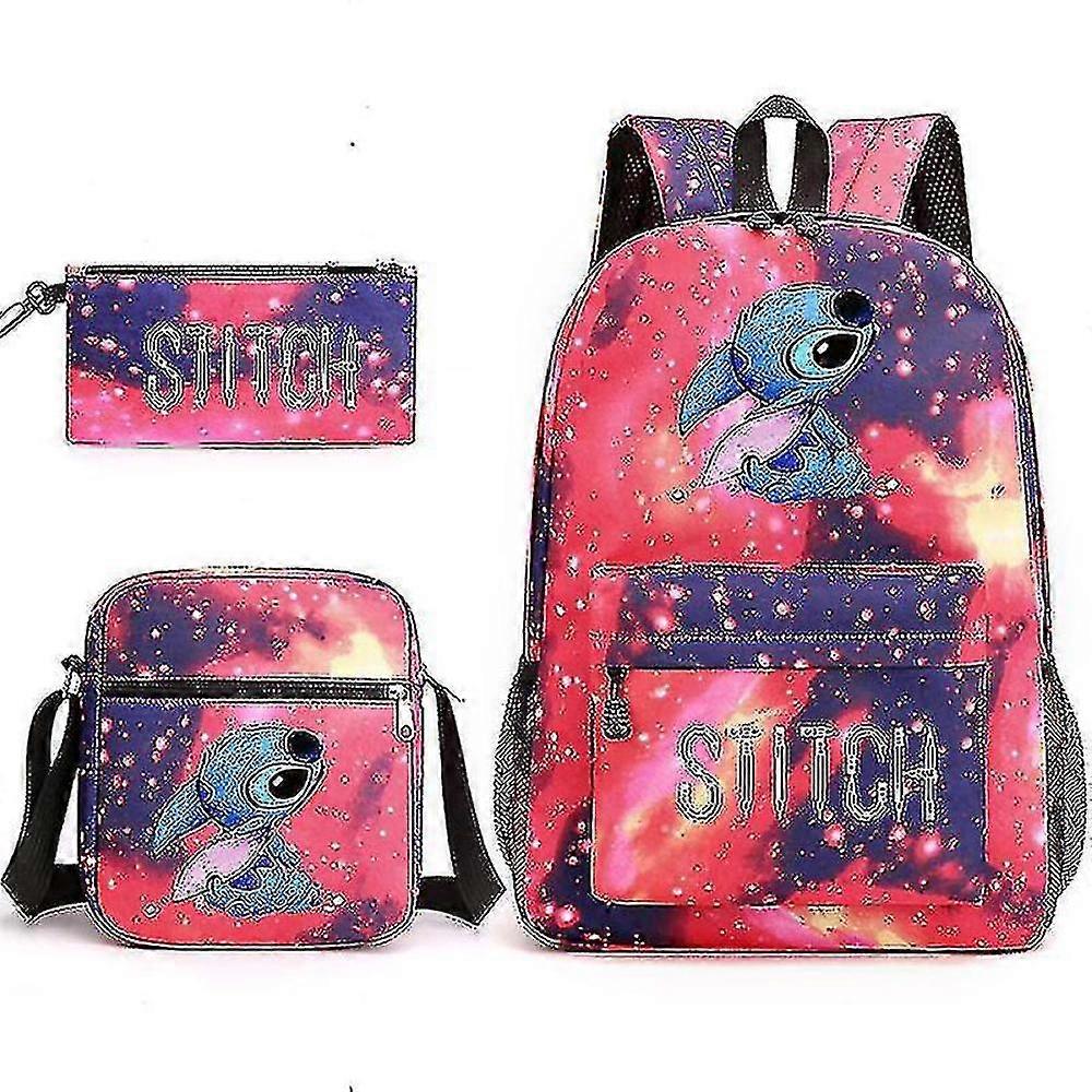 Lilo Amp; Stitch Backpack Three-piece Set School Bag Colour star red