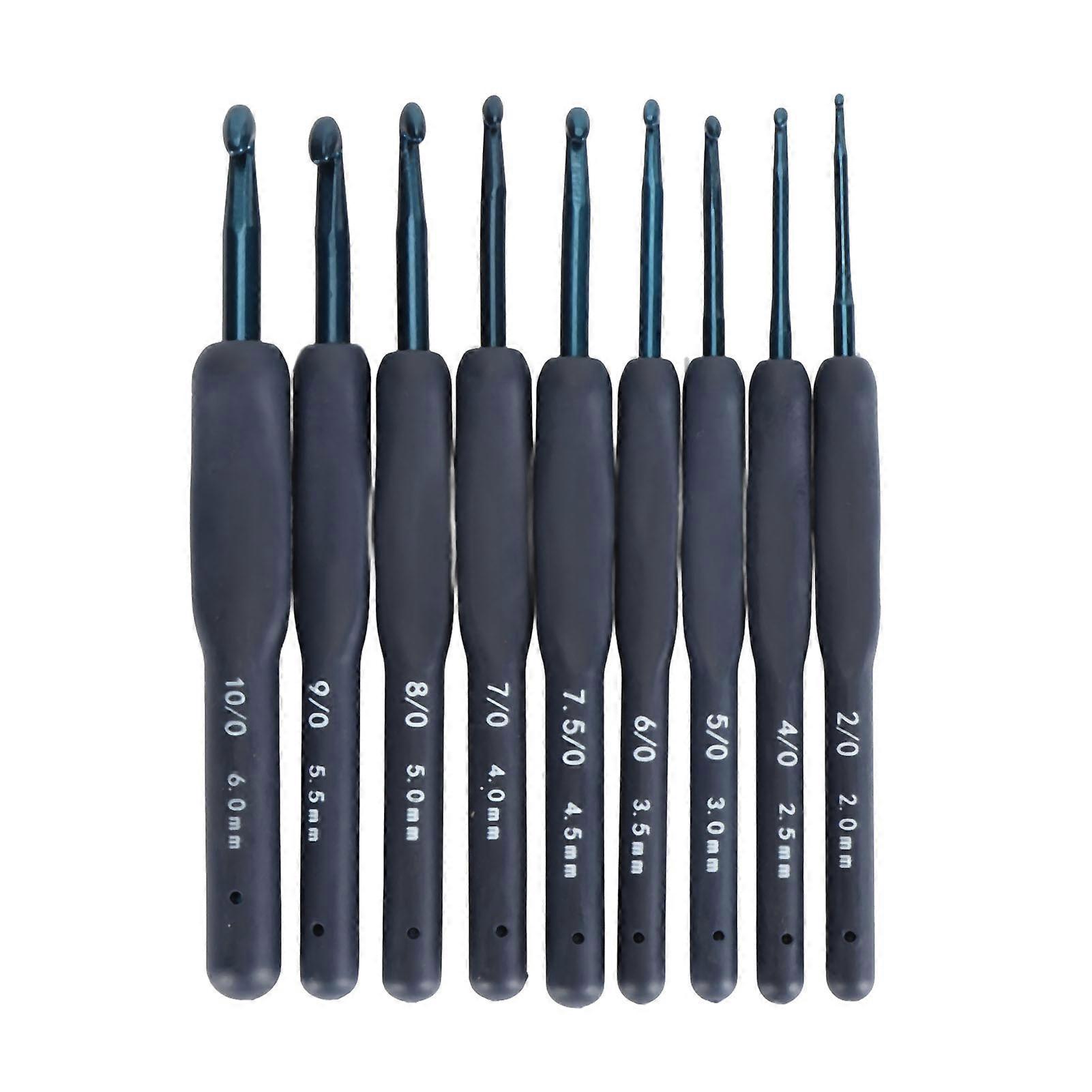 9Pcs Crochet Hooks Set Ergonomic Soft Grip Smooth Needles for Beginners Arthritic Hands Blue