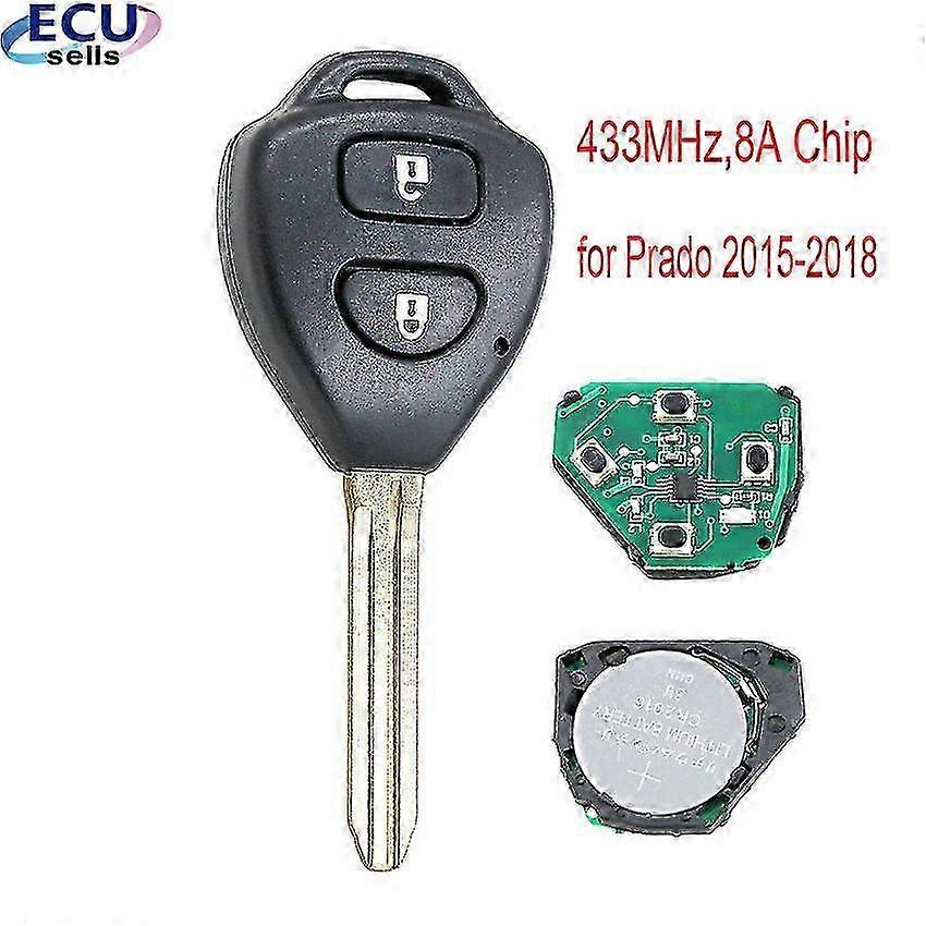 OEM Toyota Prado Key Fob 2 Buttons 433MHz 8A Chip 2015-2018