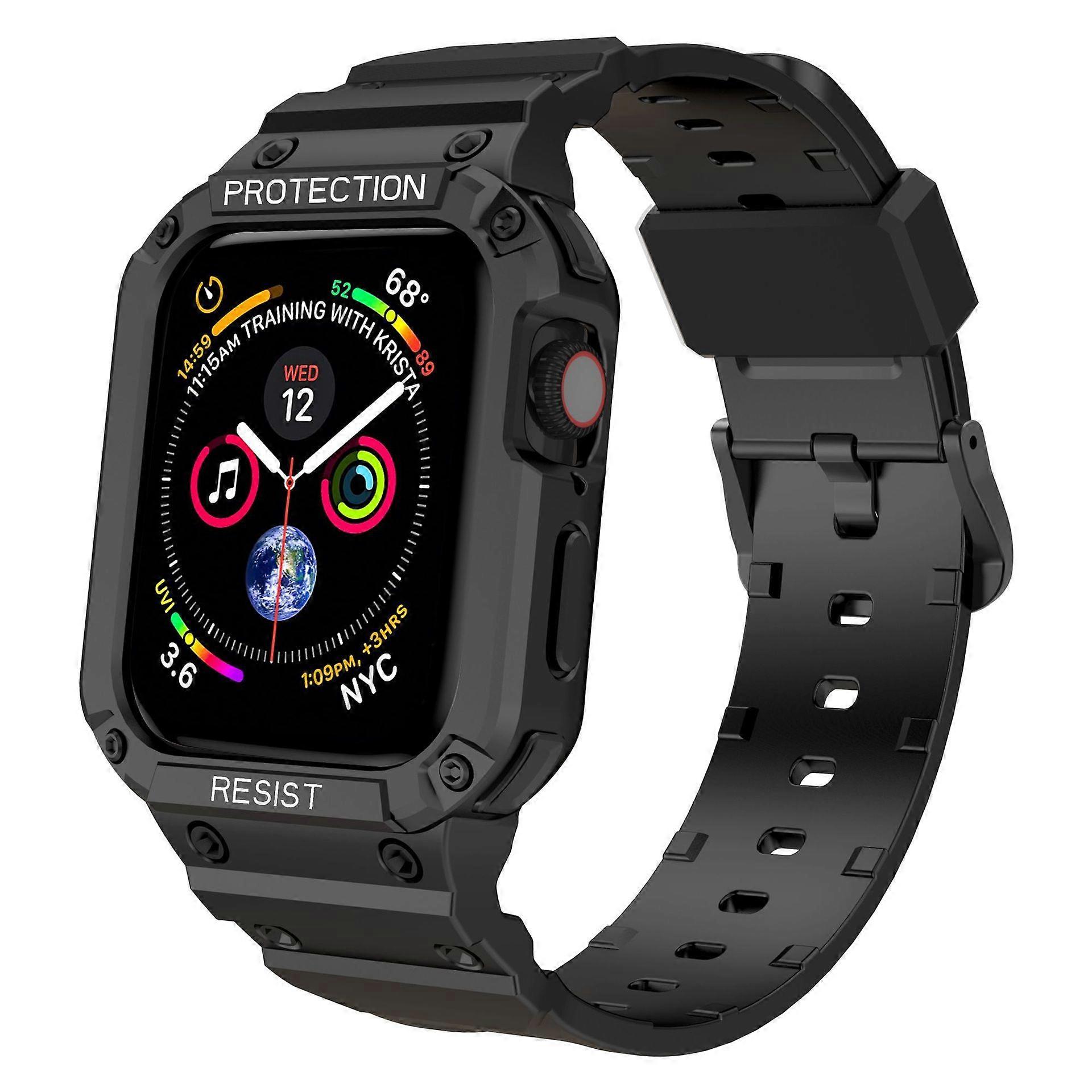 For Apple Watch Band 45mm with Bumper Case, Rugged Protective Drop Shock Resistant Case with TPU Band Strap Fit for iWatch7/8