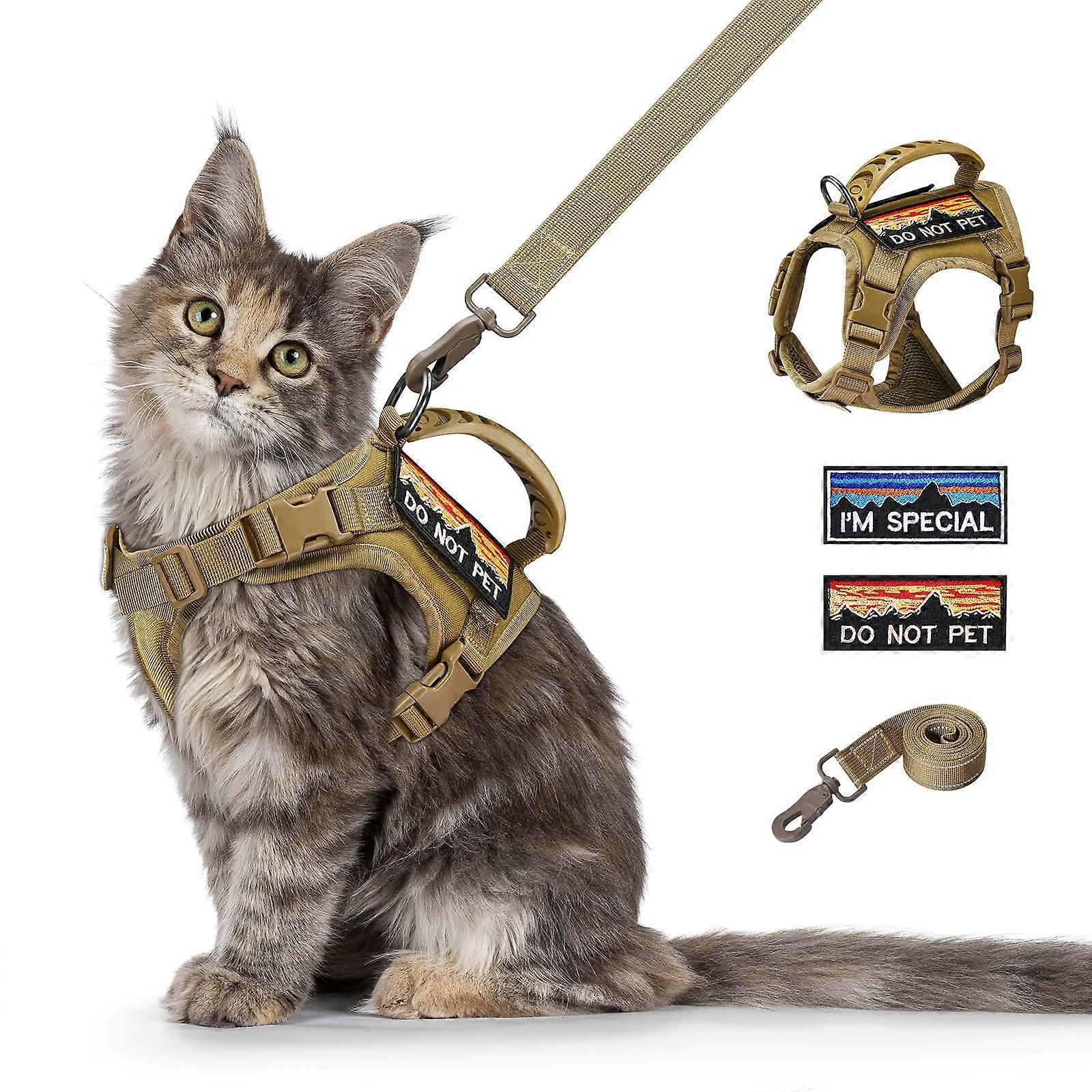 Tactical Cat Cable Bundle and Leash for Walking, Adjustable Soft Knitted Material, Durable and Comfortable Design