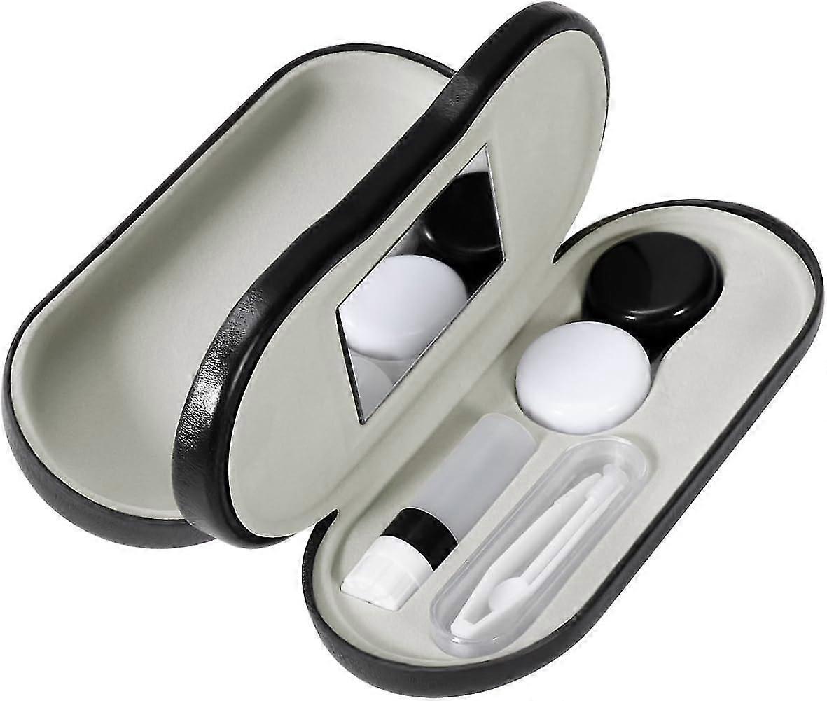 Contact Lens Case Glasses Case 2 In 1 Travel Kit - Leakproof Design - Includes Tweezers And Applicator