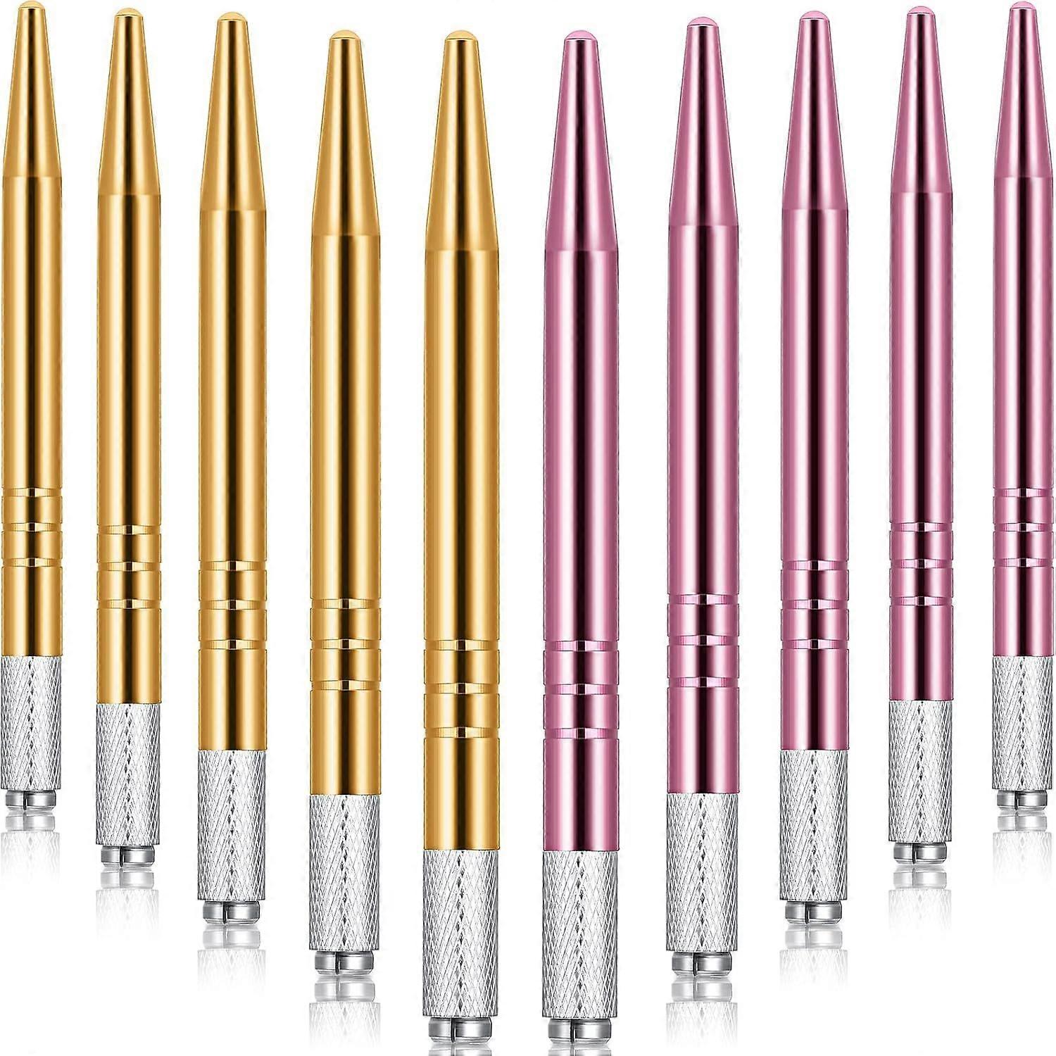 Microblading Pens 10 Piece Manual Eyebrow Pens Microblade Pen Aluminum Microblading Hand Tools Light Manual Microblade Tool Microblade Holder for Make
