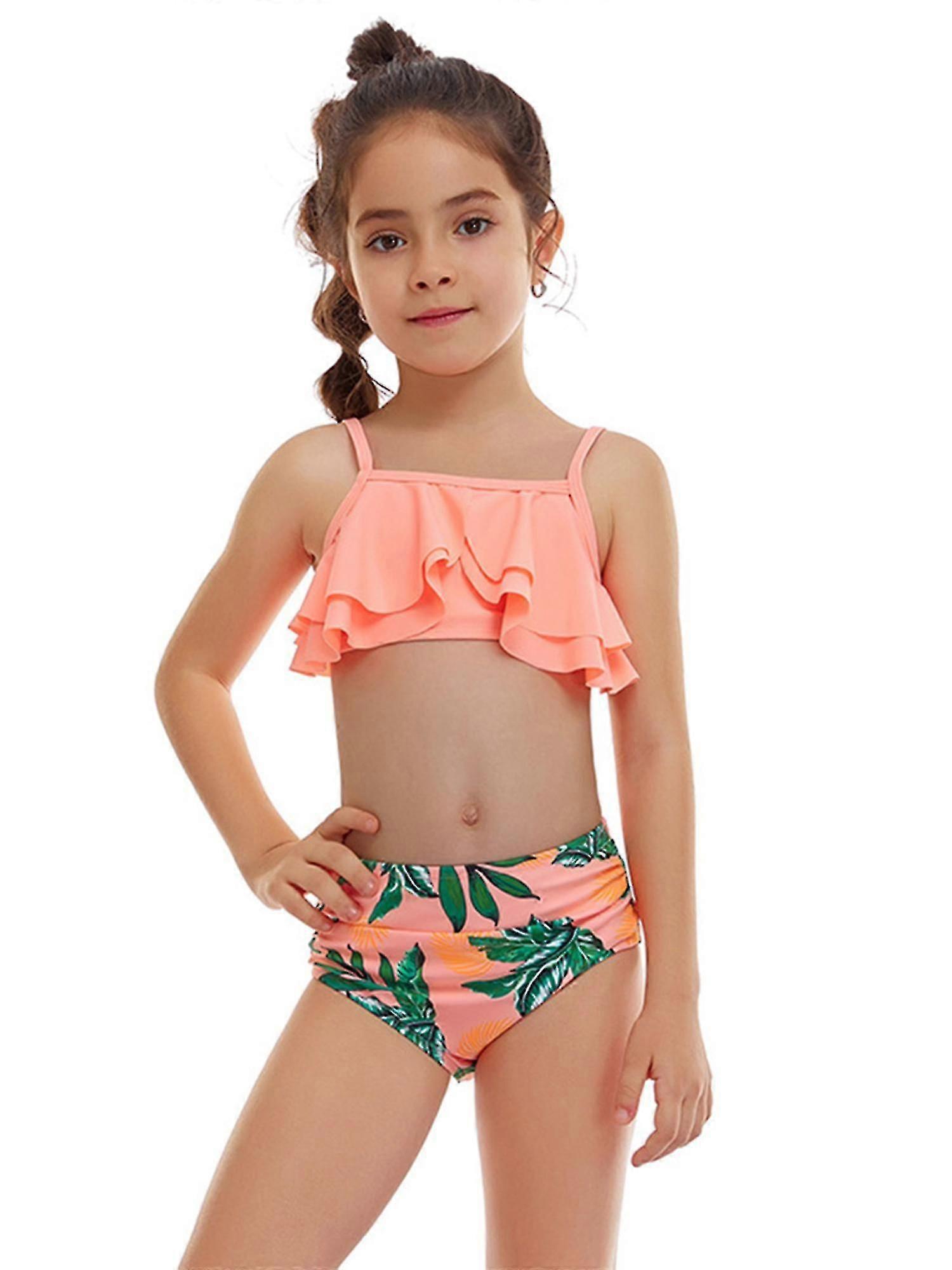 Barn Flicka Bikini Set Volang Badkläder Sommar Baddräkt Baddräkt Strandkläder Barn Baddräkt