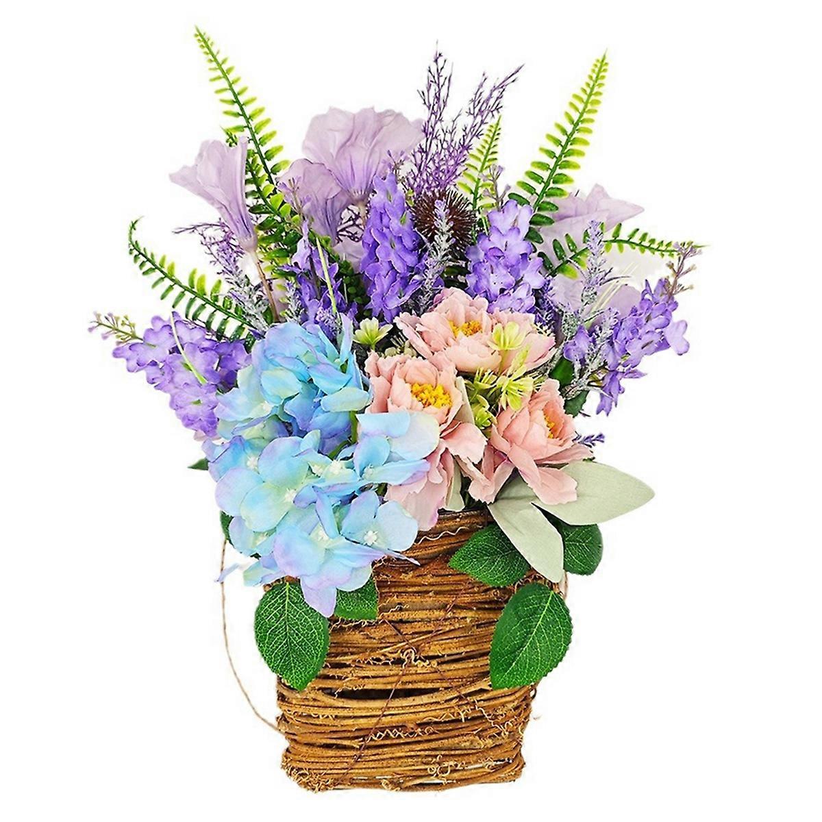 Simulation Flower Basket Door Front Wreath Simulation Plant Hanging Front Door Spring and Summer We