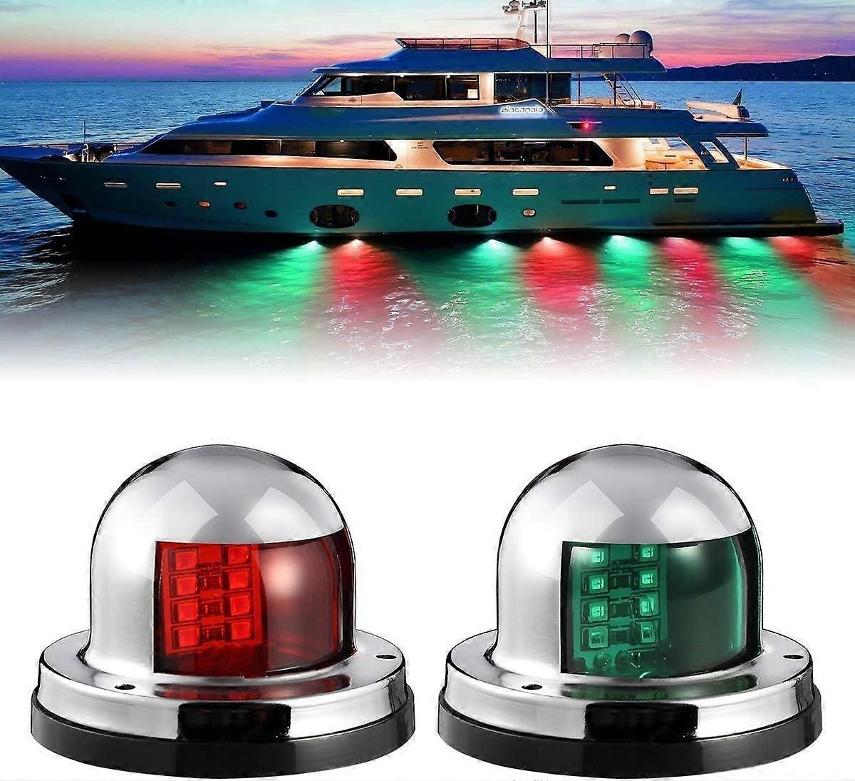 2 Pieces 12V Marine Yacht Light LED Bow Navigation Light Deck Mount Red Green Side Port Starboard Light Navigation Signal Light Submersible 8 LED for 