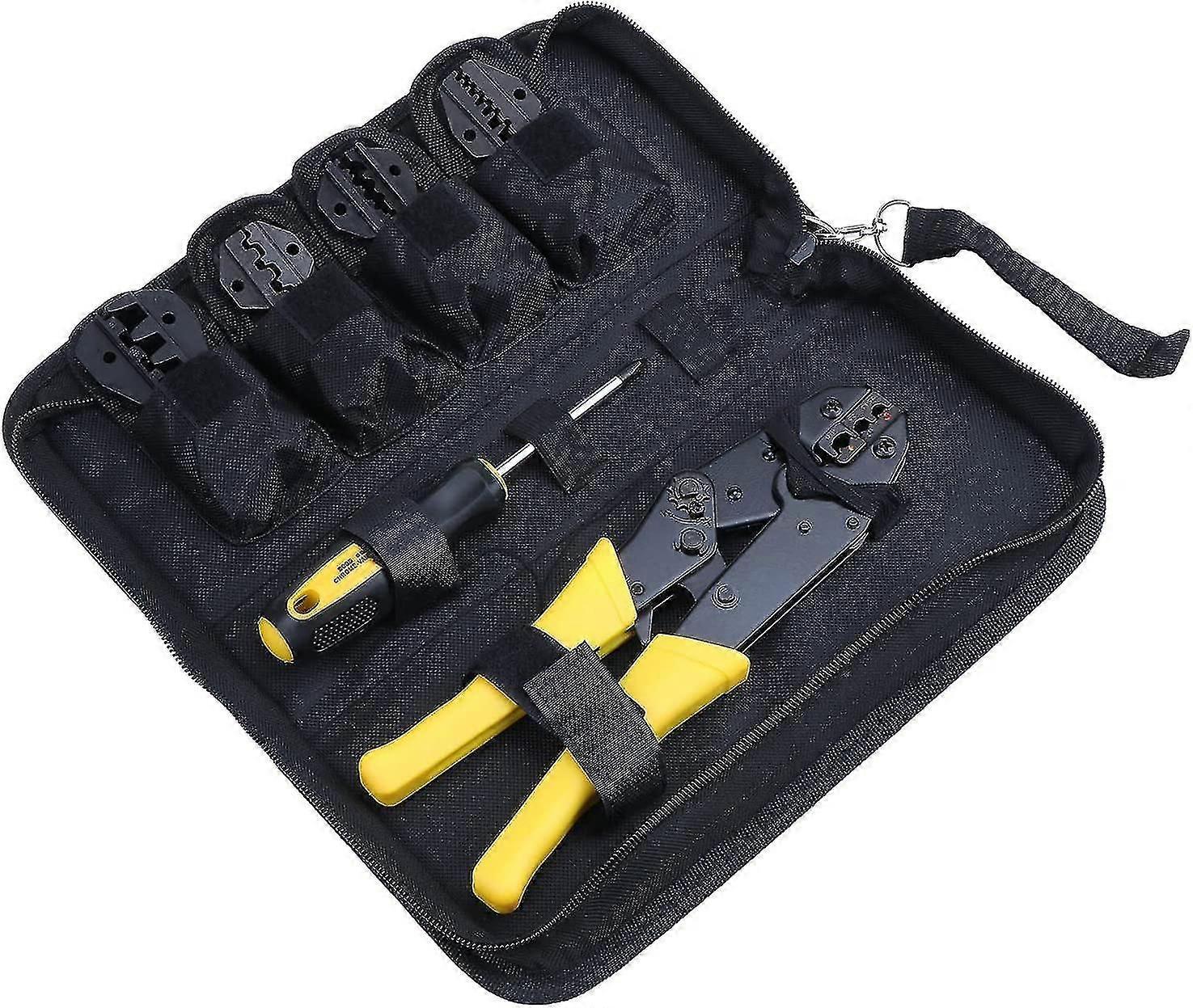 Crimping Tool Kit 0.535 Mm Ratchet Crimping Pliers With Screwdriver 4 Interchangeable Inserts