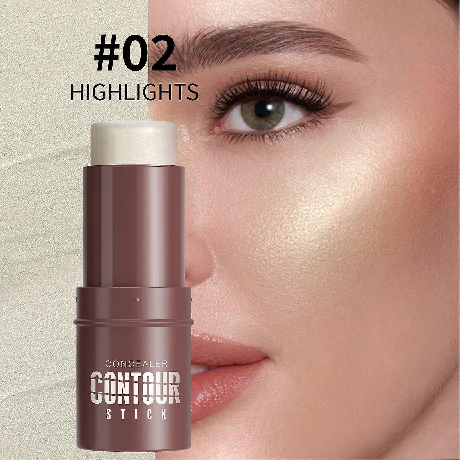 Highlighting Stick, Pearlized Face Highlighter, Shadow Blush Stick, Non-Greasy Long-Wear Face Contour Pencil, Easy to Shape the Face, Create a Light M