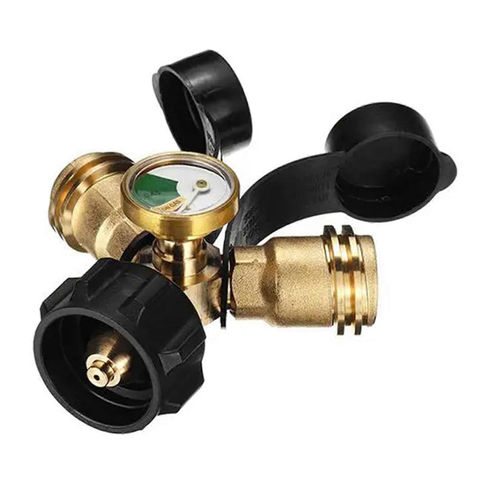 Propane Tanks Connector Y Splitter Adapter With Color Code Gauge For Accurate Gas Flows To Heaters And Grills Appliances Multicolor