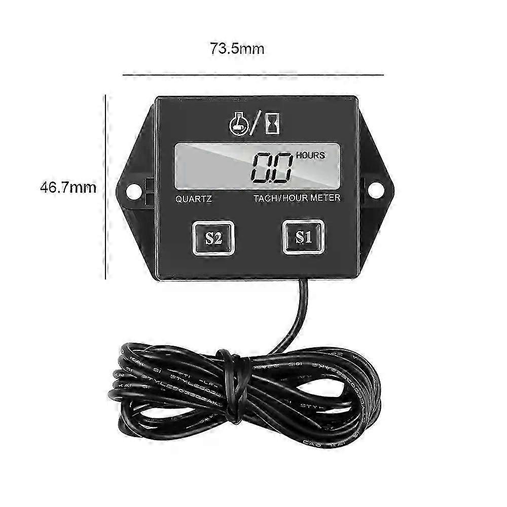New Digital Engine Tachometer Hour Meter Instrument Induction Tachometer Display For Motorcycle Engine Chainsaw Bicycle Boat