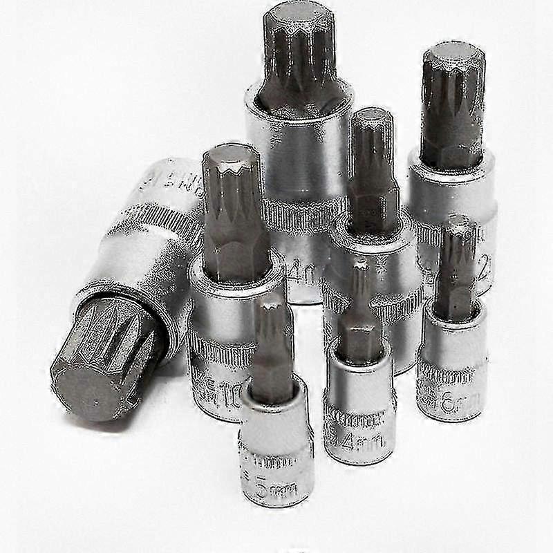 8-Piece Multi-Toothed Xzn Socket Set for Various Sizes M4 to M16 Compatible with Selected Brands