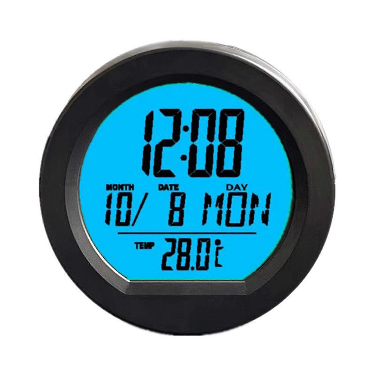 Car Digital Clock Automotive Dashboard Mount Clock Solar Powered Date Week Clock with Temperature Display