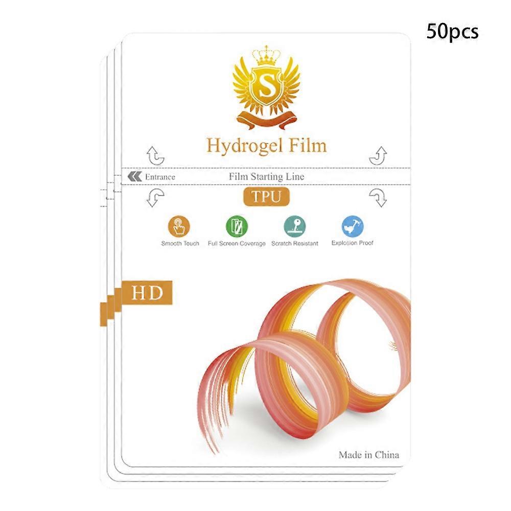 50 Pcs TPU Hydrogel Film 4-Layer Scratch Resistant Screen Protector For Curved/Flat Screens