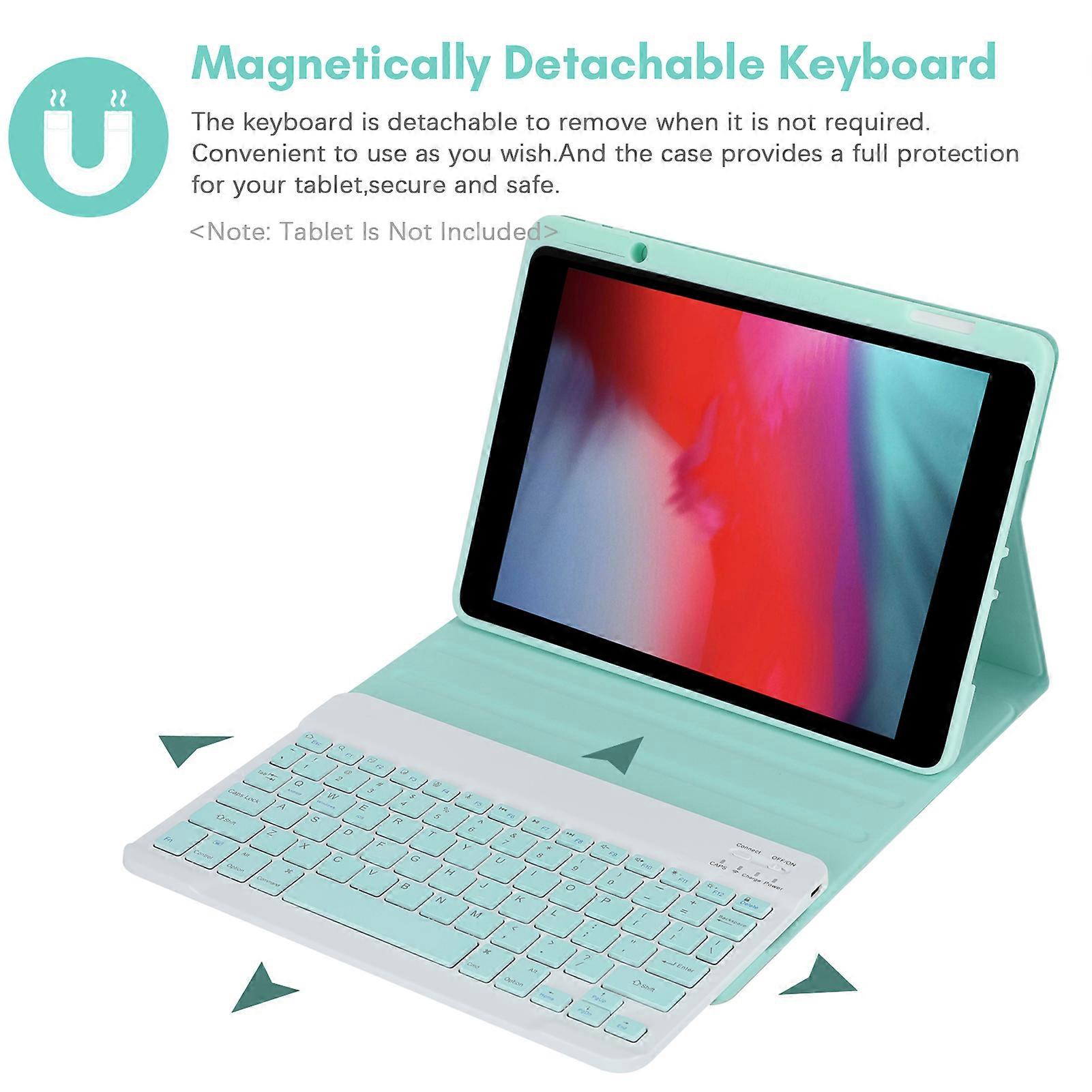 Wireless BT Keyboard USB Keypad with PU Leather Protecting Case for Tablet Compatible with iPad Air3 10.5in/ipad Pro 10.5in(2017)/iPad 7 10.2in(2019)