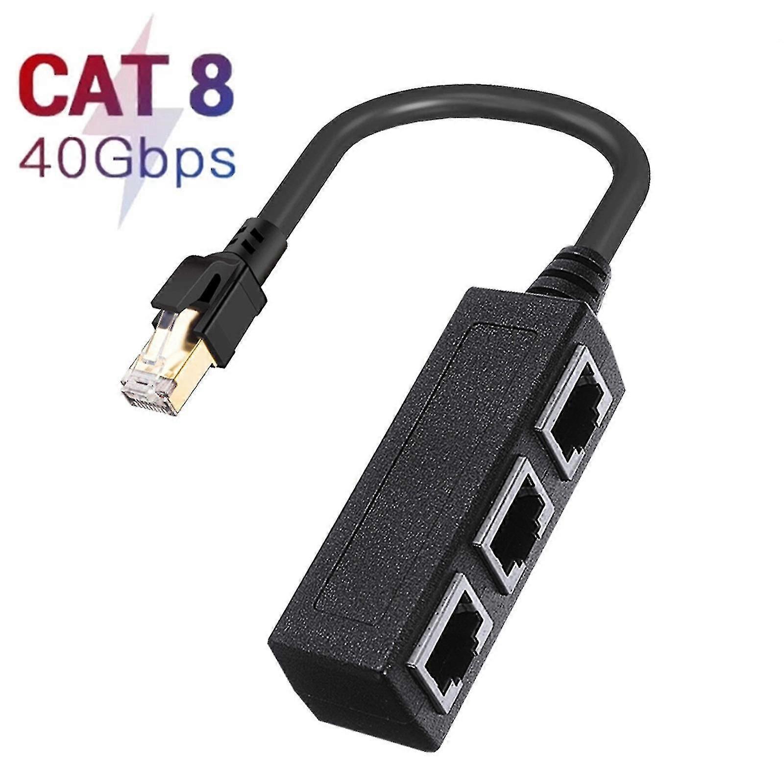 Rj45 Ethernet Connector Splitter 1 To 3 Sockets Internet Cable 5 6 7 Adapter