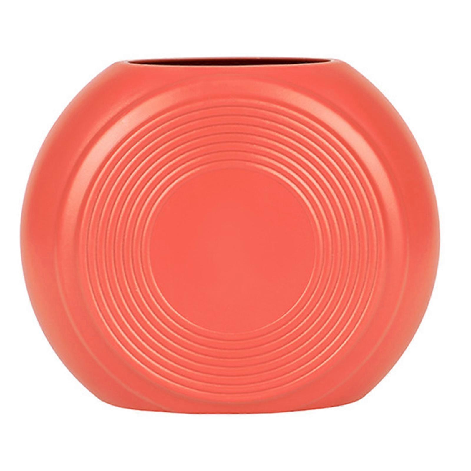 Modern Ceramics Look Plastic Vases Unbreakable Structure For Tiny Flowers Home Decors Centerpieces Or Shelf Display Orange and red