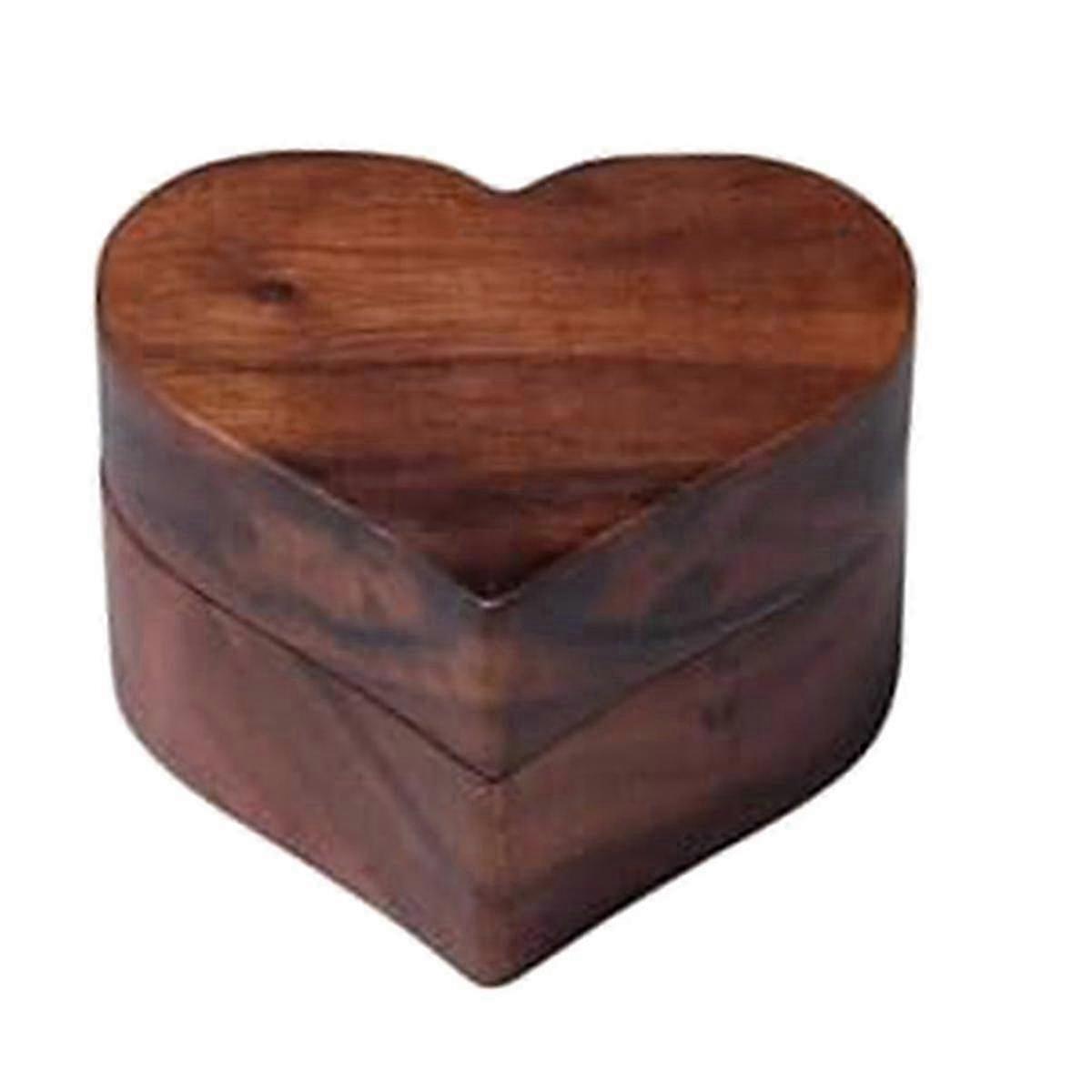 Wooden Ring Box, Heart Shaped Engagement Ring Holder with Single Slot, Elegant and Vintage Ring Storage Suitable for Various Brands