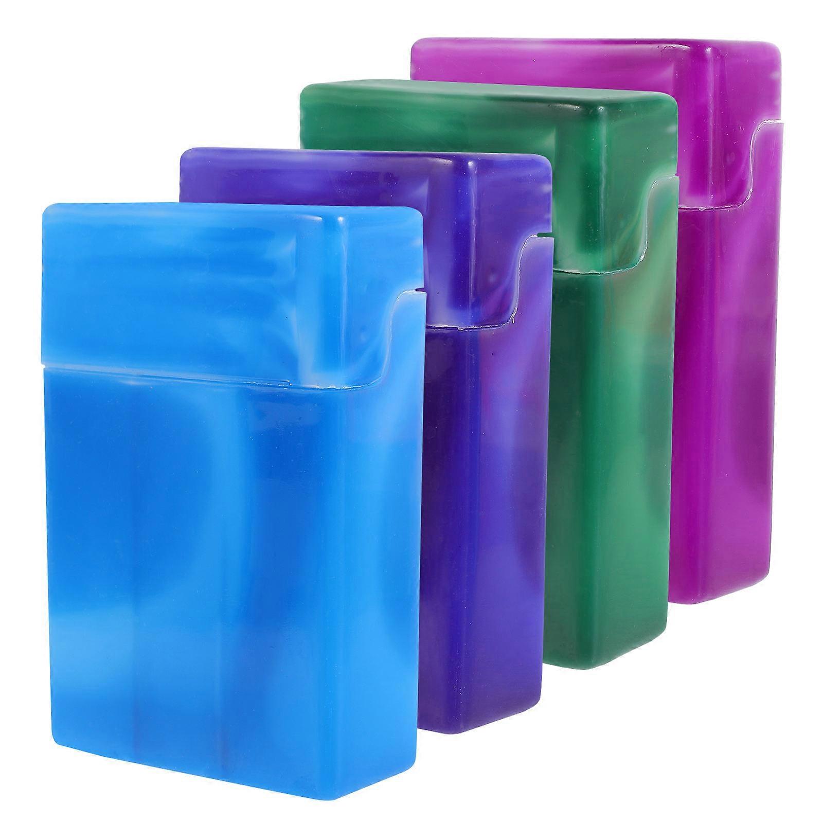 4pcs Marbled Case with Flipping Cover – Stylish, Sturdy Plastic Container for Portable Use, Easy Carrying for Indoor and Outdoor