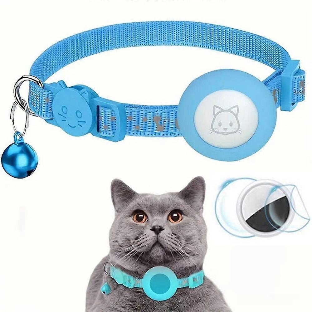 Reflective Nylon Pet Collar with Silicone Case for AirTag Bluetooth-compatible Tracker Protective Fi