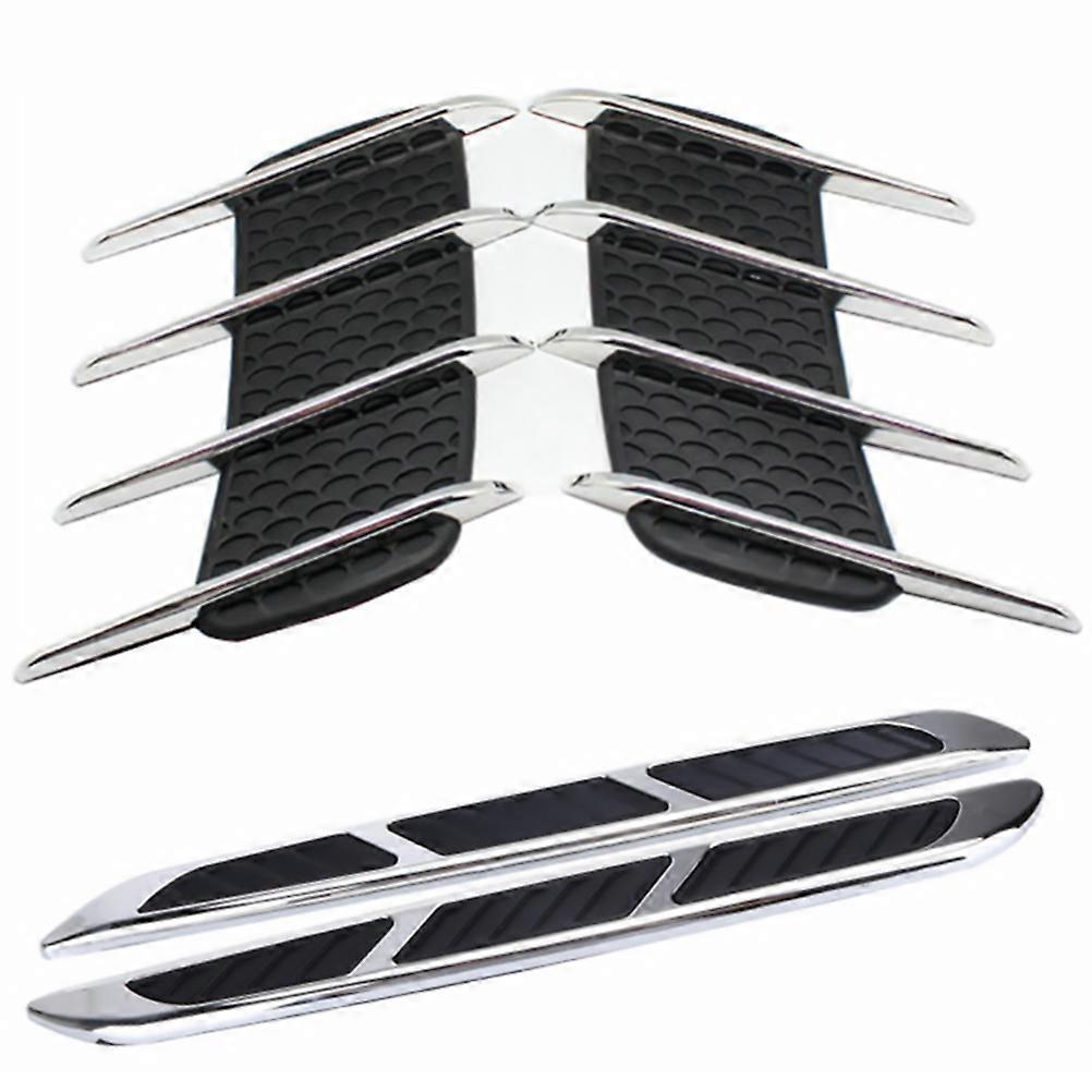 2 Pairs Durable Car Air Vent Stickers, Simulated Shark Outlets for Engine Cover Modification, Easy Install Remove, Stylish Automotive Side Vents