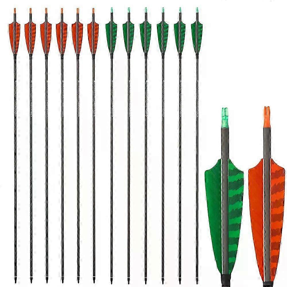 315 "Carbono Flechas de Caça Espinha 400 com 4 Penas Verdadeiras Fletching, Ponta de Flecha Substituível