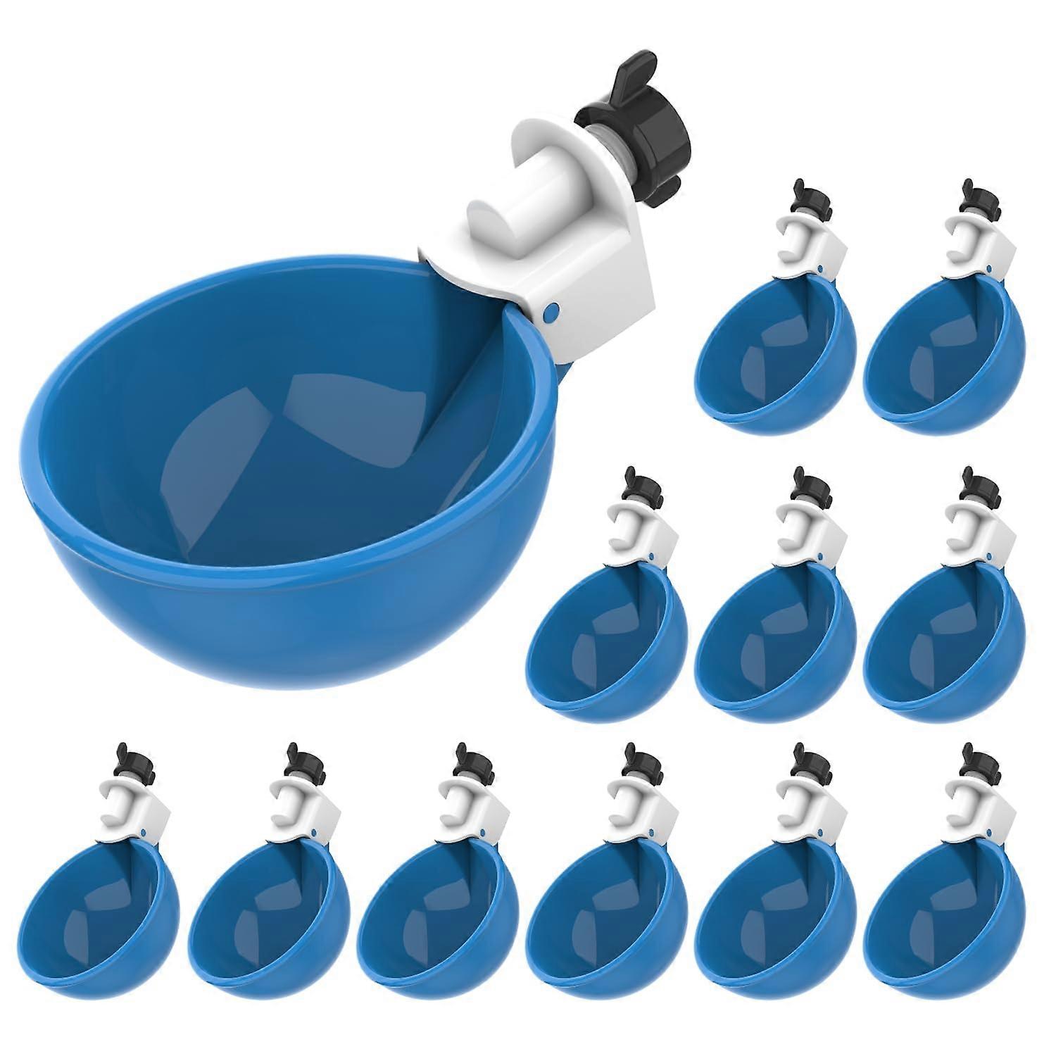 12-Pack Blue Automatic Chicken Waterer Cups for Ducks, Geese, Turkeys, and Rabbits - Poultry Water Feeding Kit