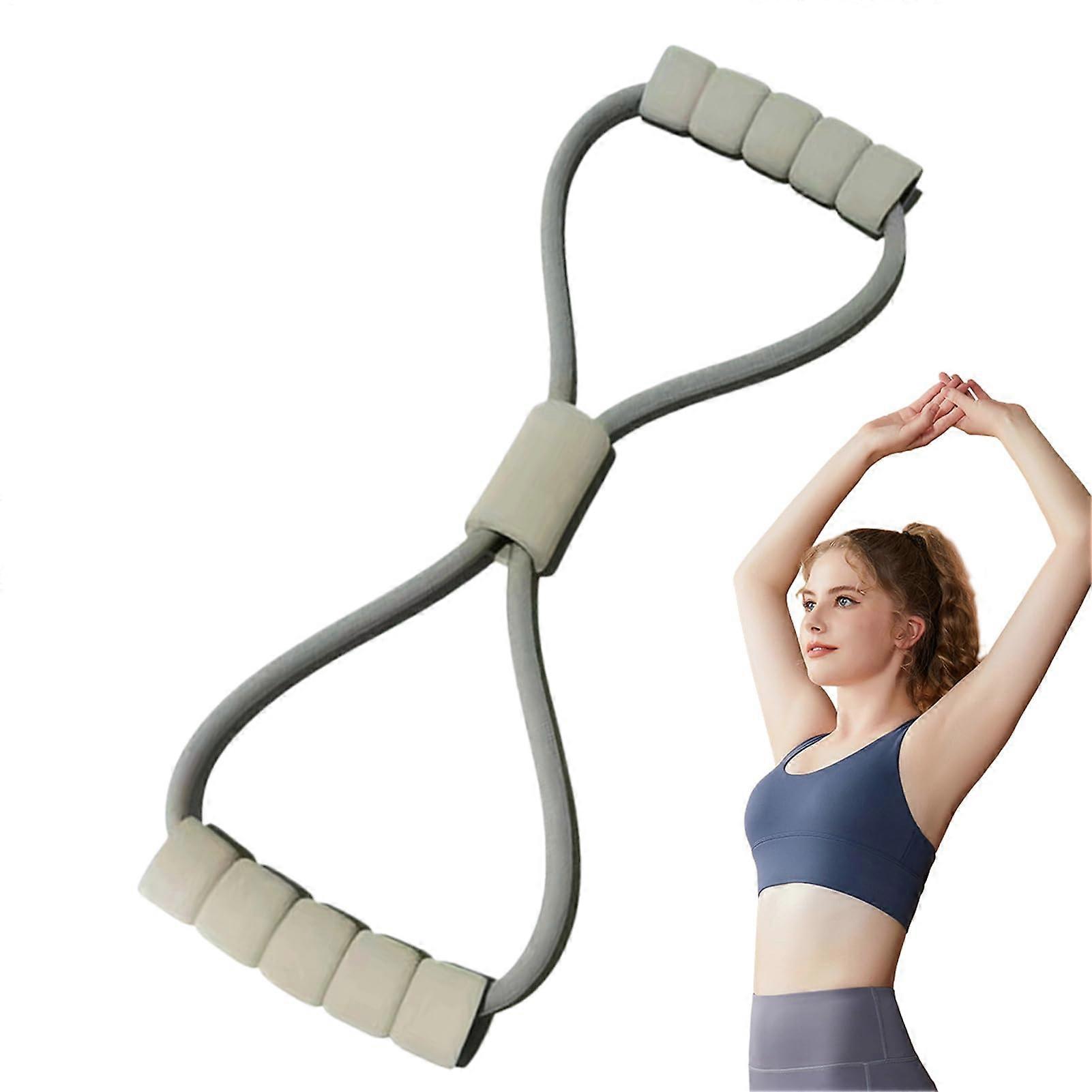 Exercise band with handles nonslip grip tearresistant stretch bands gray