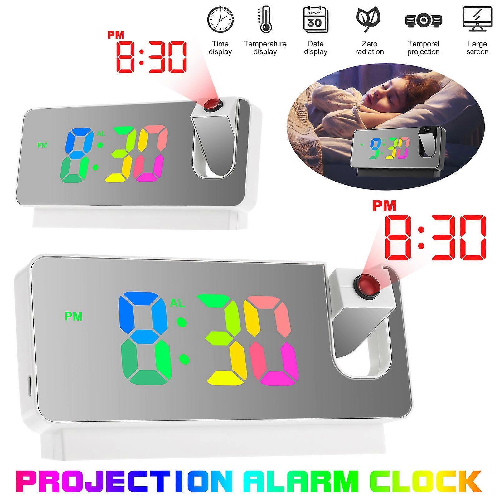 Alarm Clock with Temperature Projector Clocks for Bedroom Time Projection Date Display 1Set