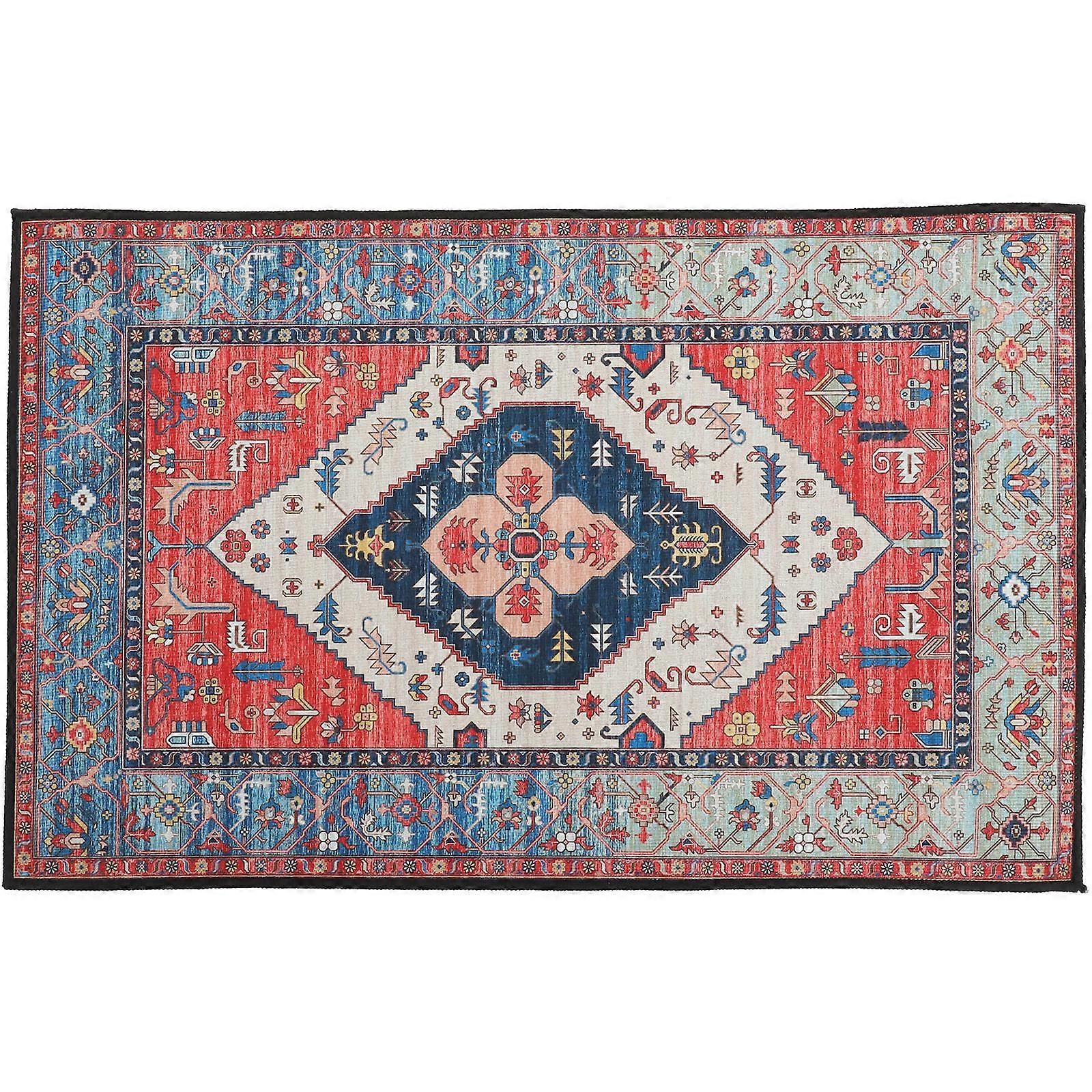 Washable Boho Style Rug Multi-Colored Rectangular Anti-Slip Bottom Floor Coverage 80.0X50.0X0.6Cm 1Pack For Bedroom