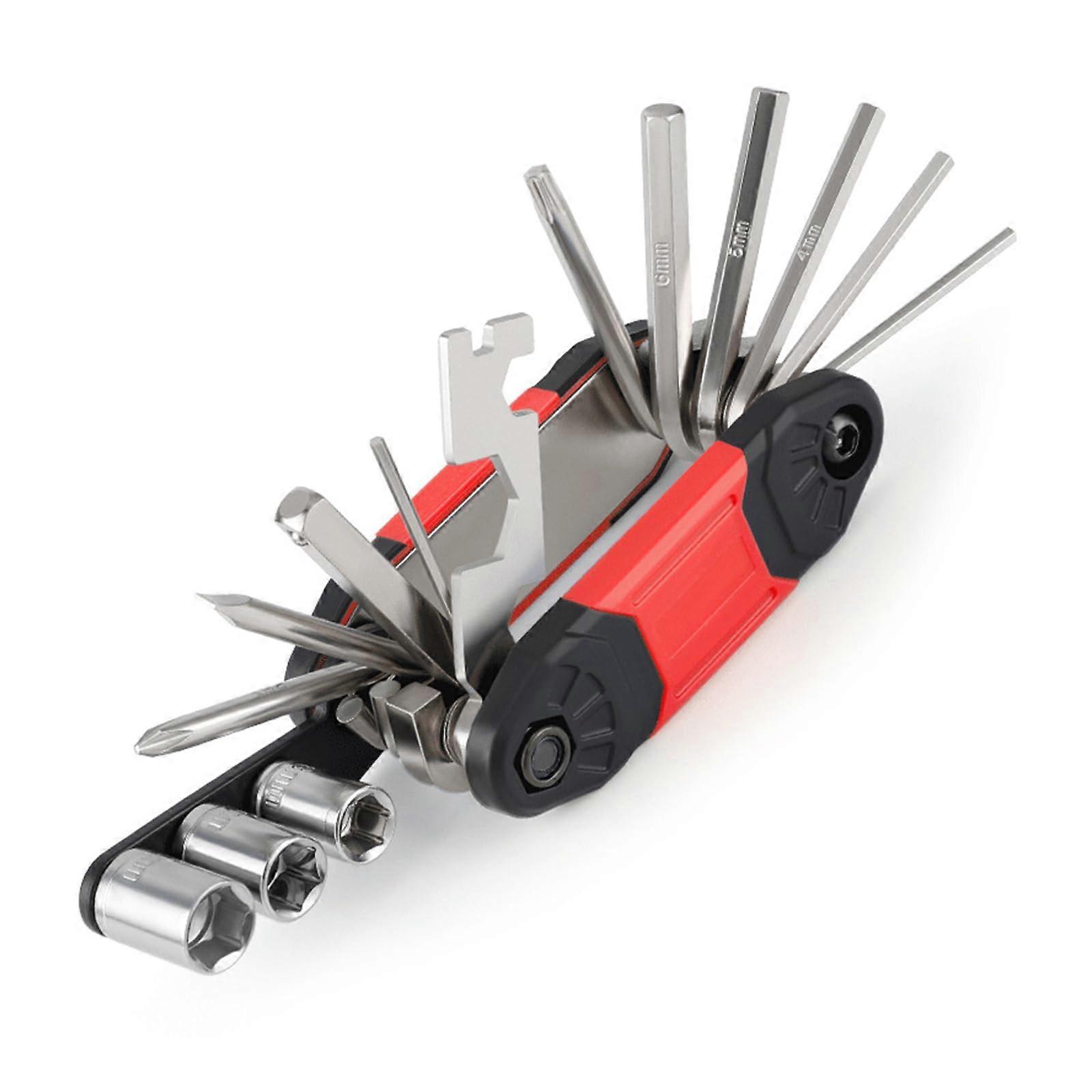 Foldable metric repair tool, 16in1, multifunctional bicycle repair tool, folding key, bicycle repair tool Ref: 6727