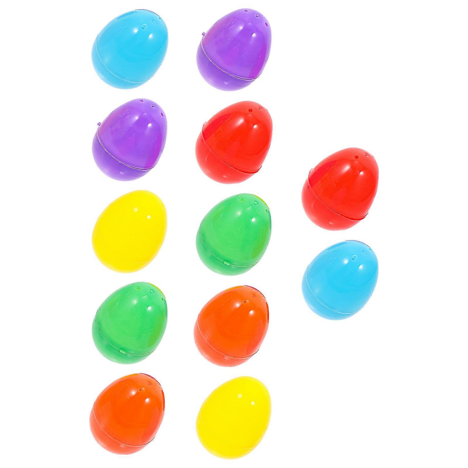 Home Eggs Decors Plastic Egg Ornaments Party Supplies Festive Atmosphere Assorted Color 6.5x3.5cm 12Pcs