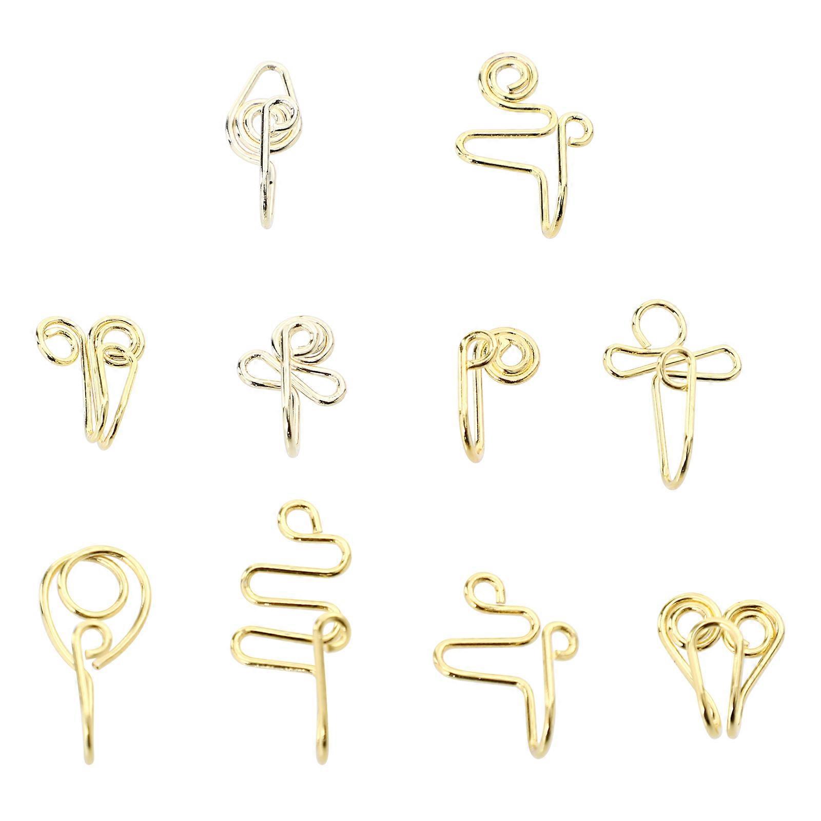 Nose Adornments Fake Nose Hoop Non Piercing For Stage Performance Golden 10Pcs